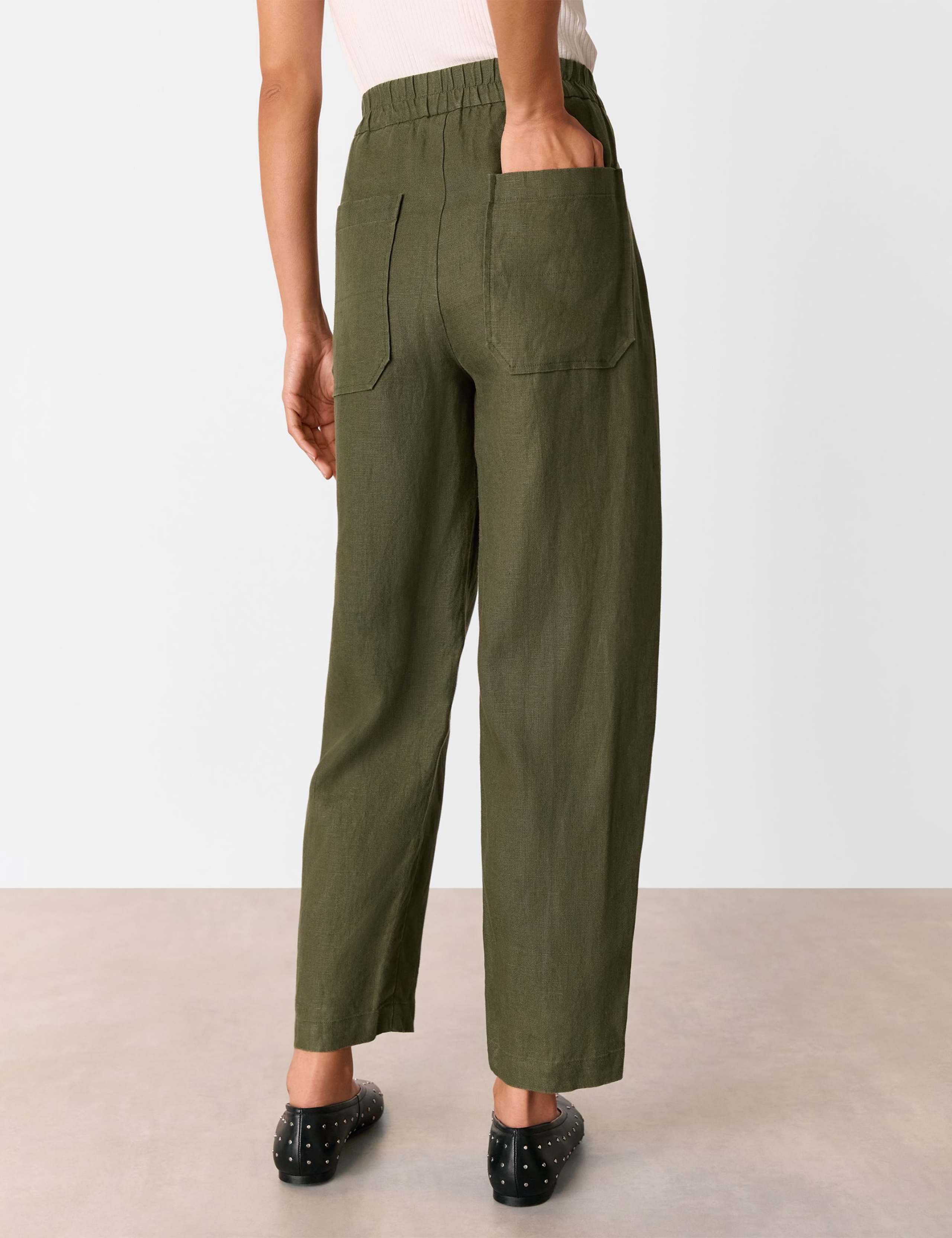 Pure Linen Tapered Ankle Grazer Trousers 3 of 4
