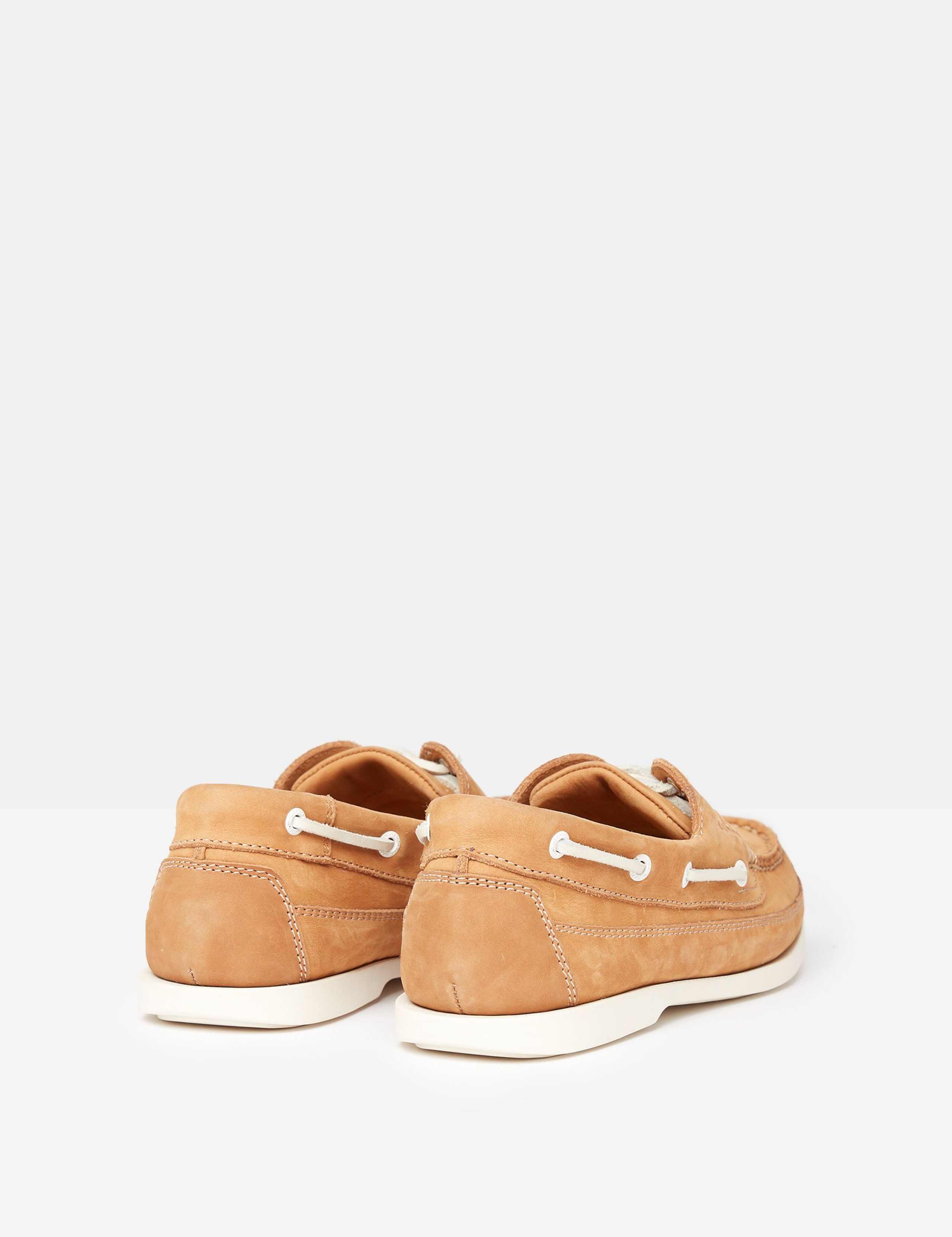 Leather Lace Up Flat Boat Shoes 3 of 5