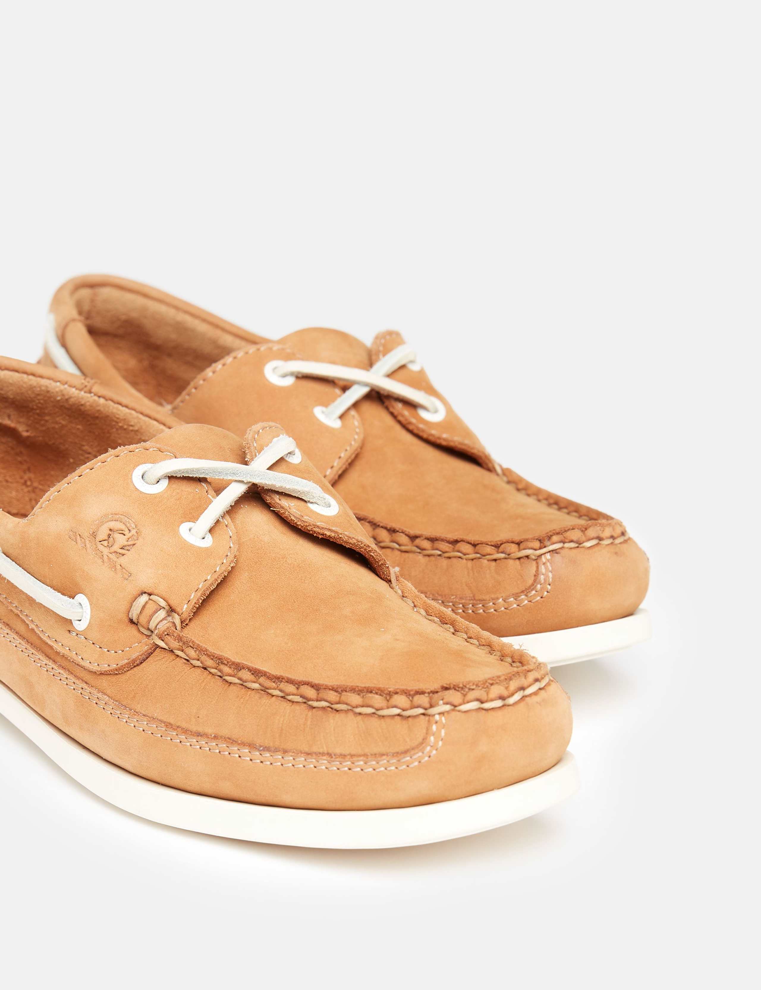 Leather Lace Up Flat Boat Shoes 4 of 5