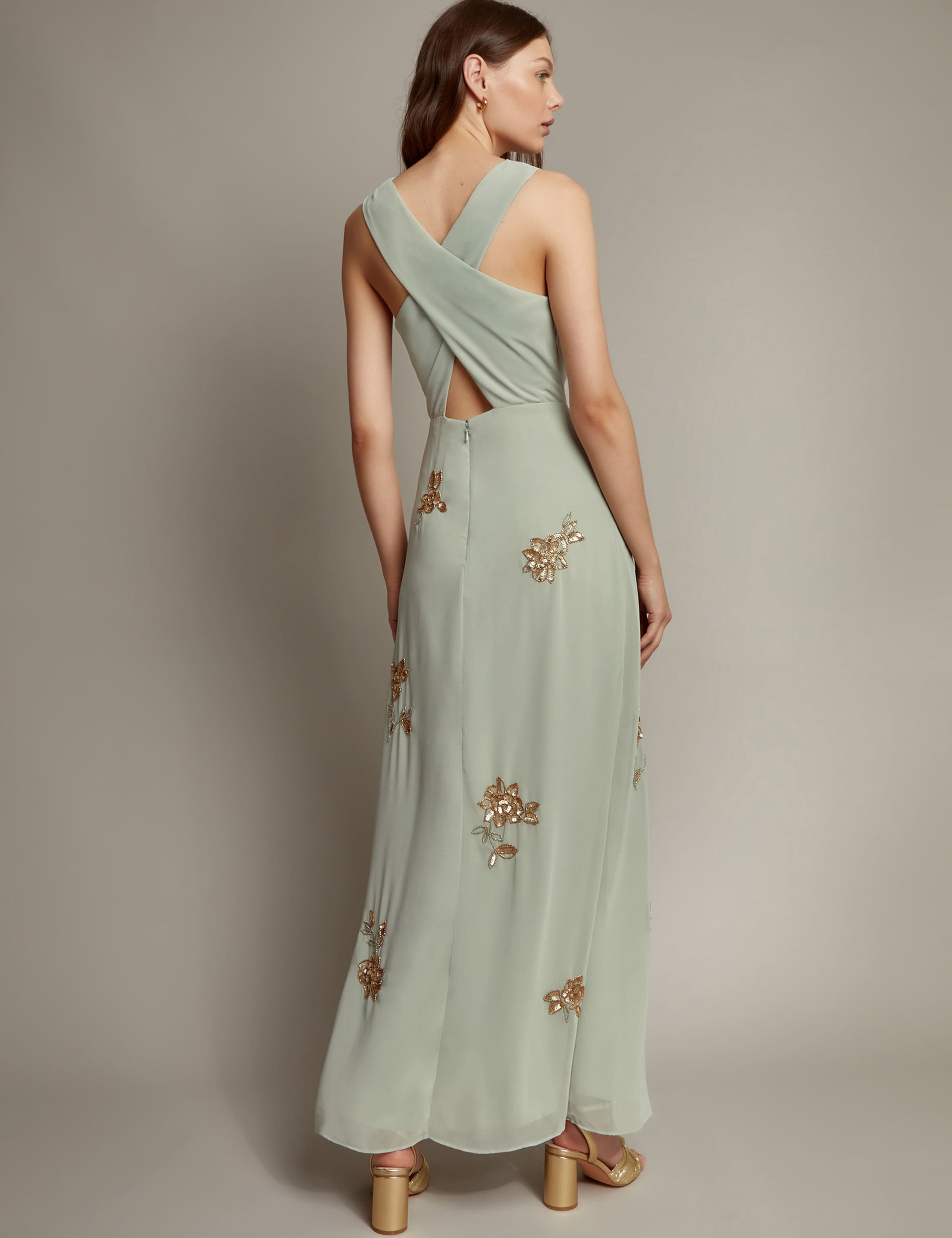 Embroidered Cowl Neck Maxi Wrap Dress 5 of 5