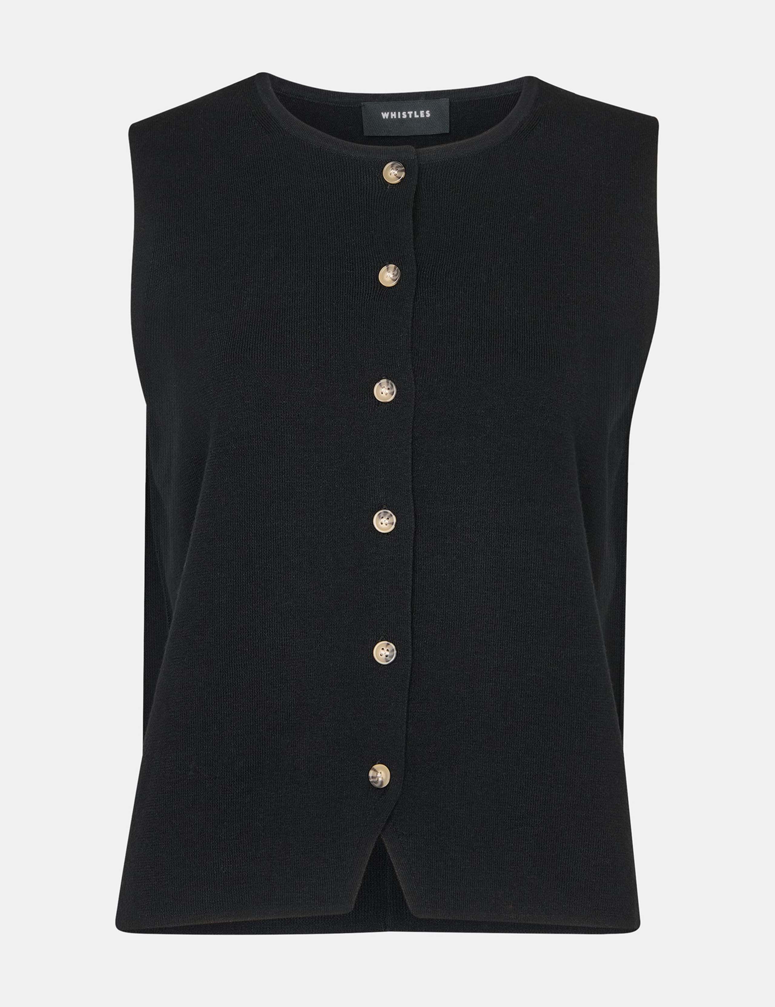 Lucy Cotton Rich Crew Neck Button Through Waistcoat 2 of 4