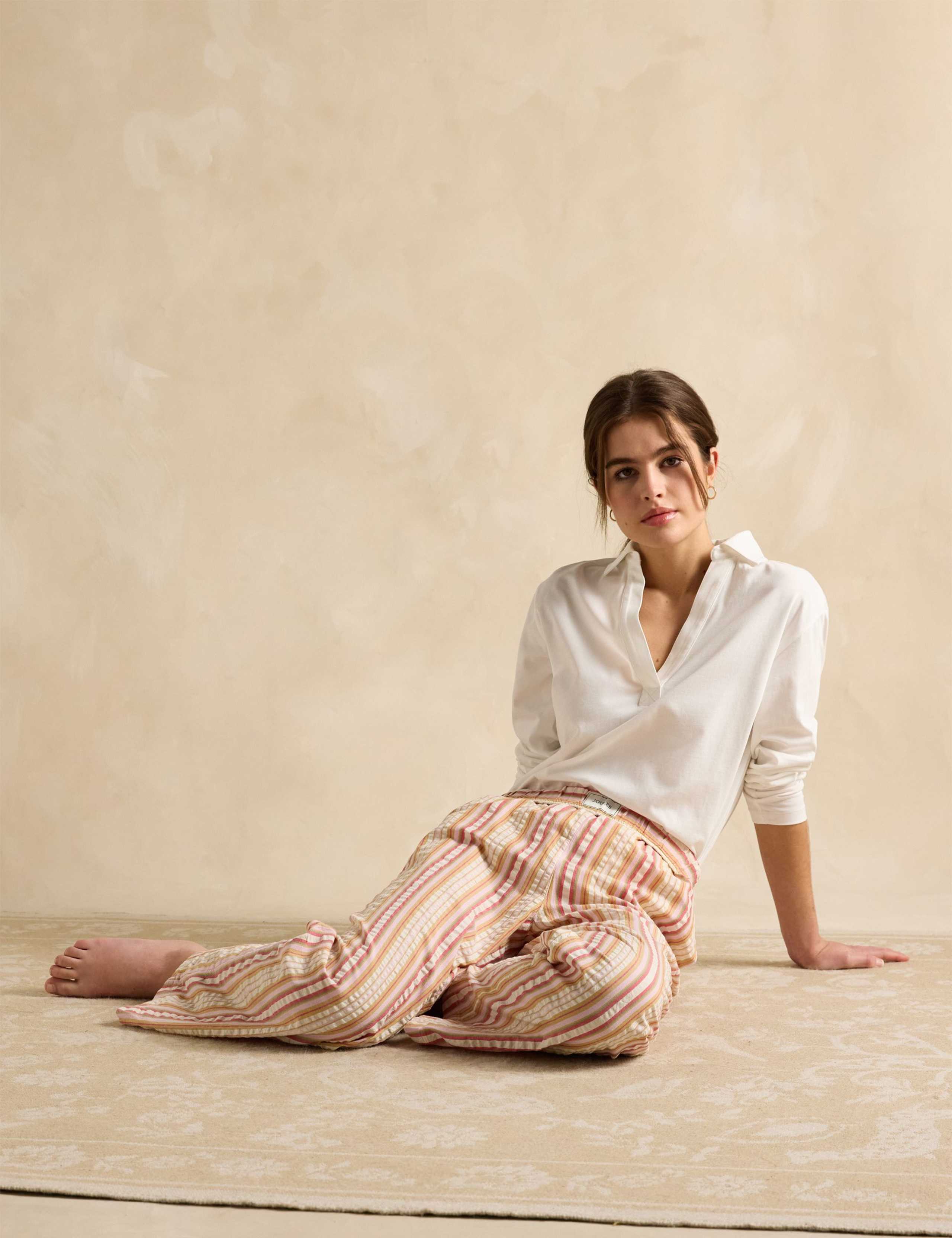Pure Cotton Striped Elasticated Waist Trousers 5 of 5