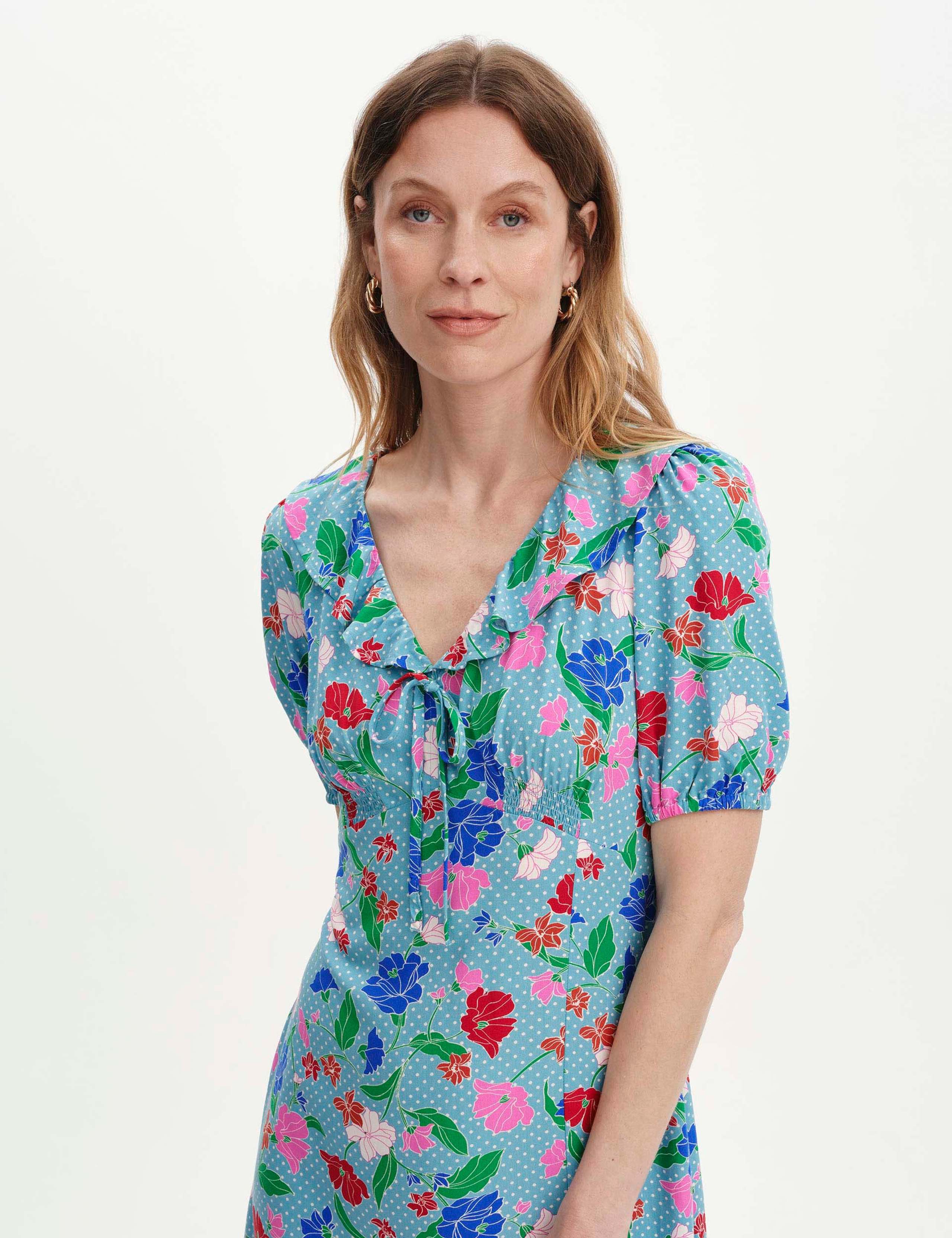 Floral V-Neck Midi Tea Dress 3 of 6