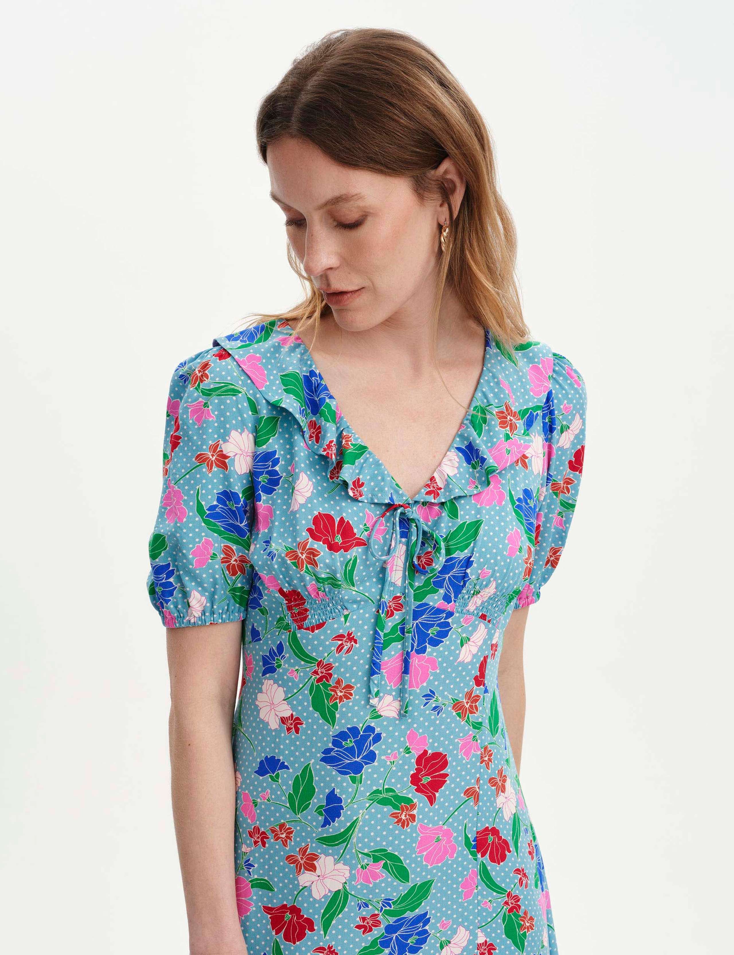 Floral V-Neck Midi Tea Dress 4 of 6