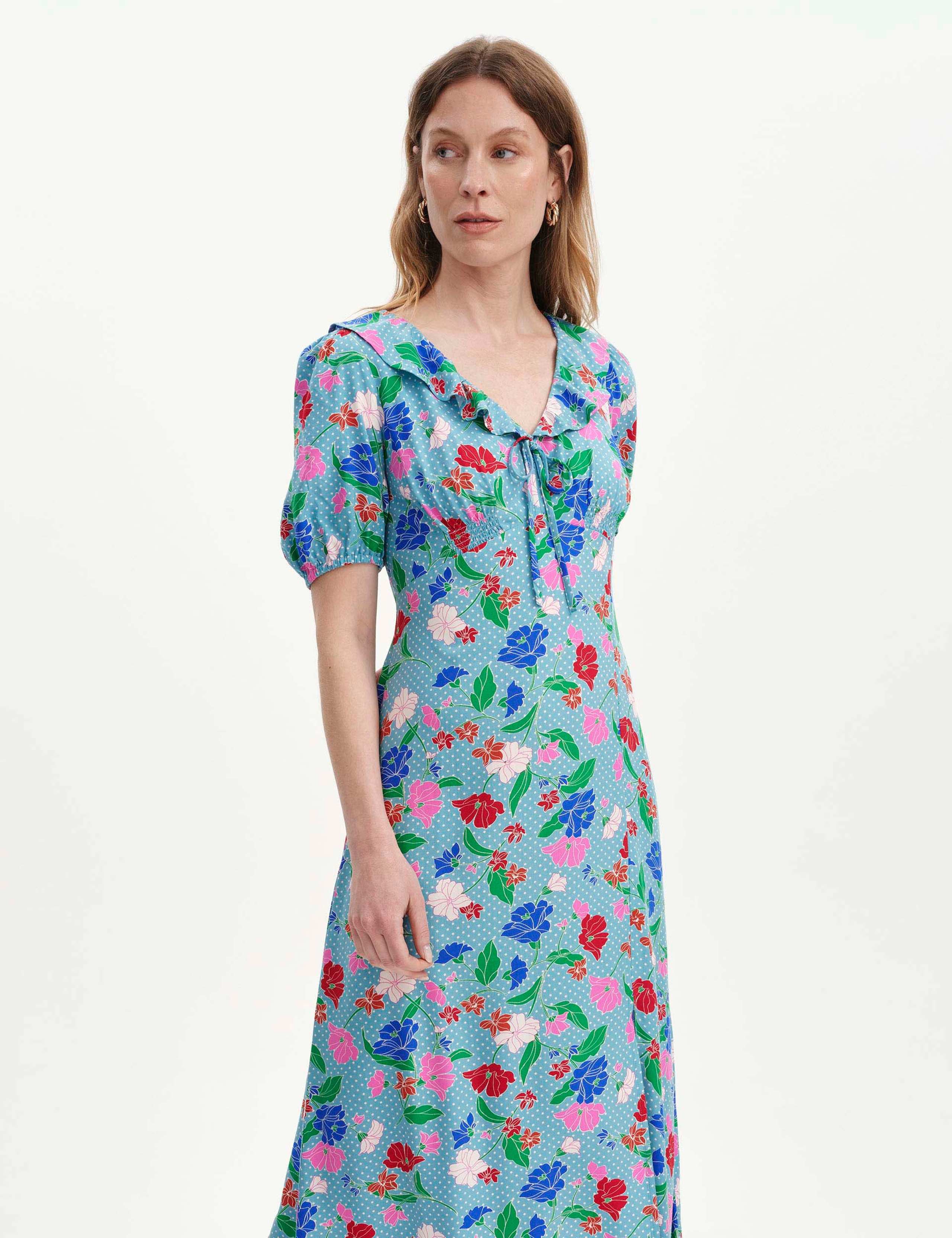 Floral V-Neck Midi Tea Dress 5 of 6