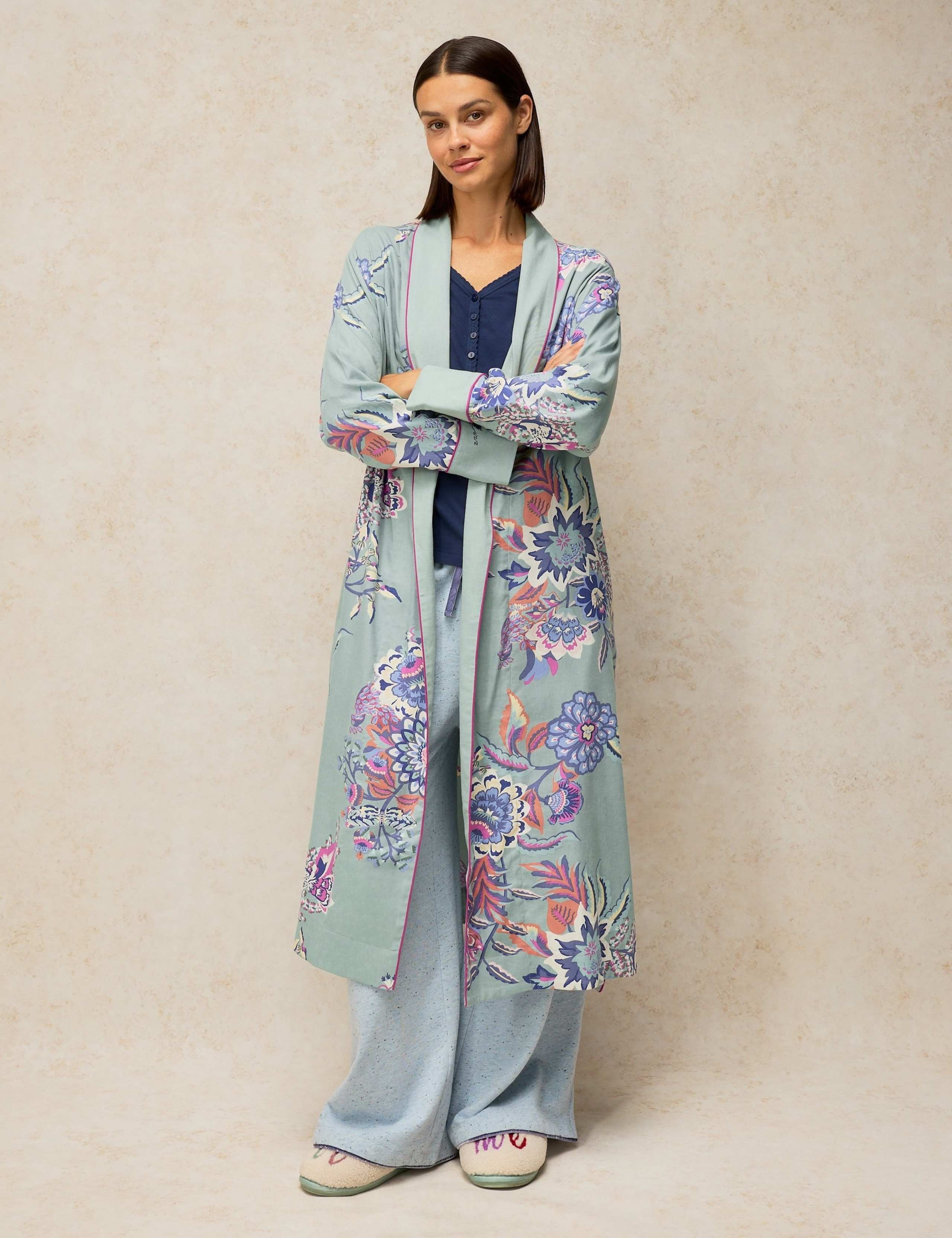 Cotton Rich Printed Dressing Gown 1 of 6