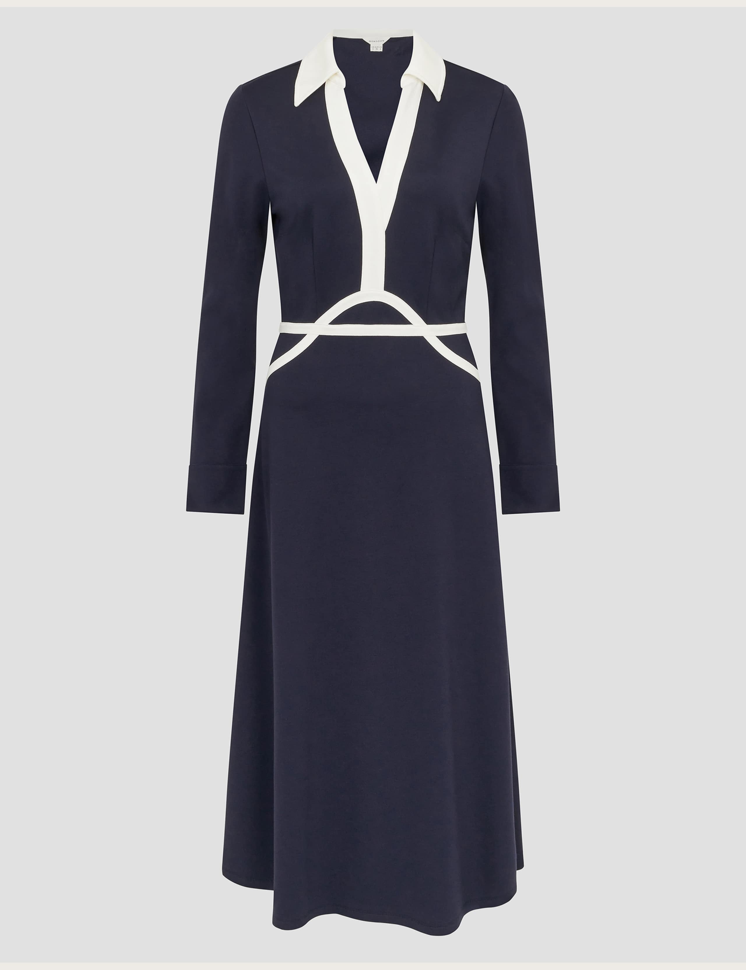Jersey Collared Midi Shirt Dress 2 of 5