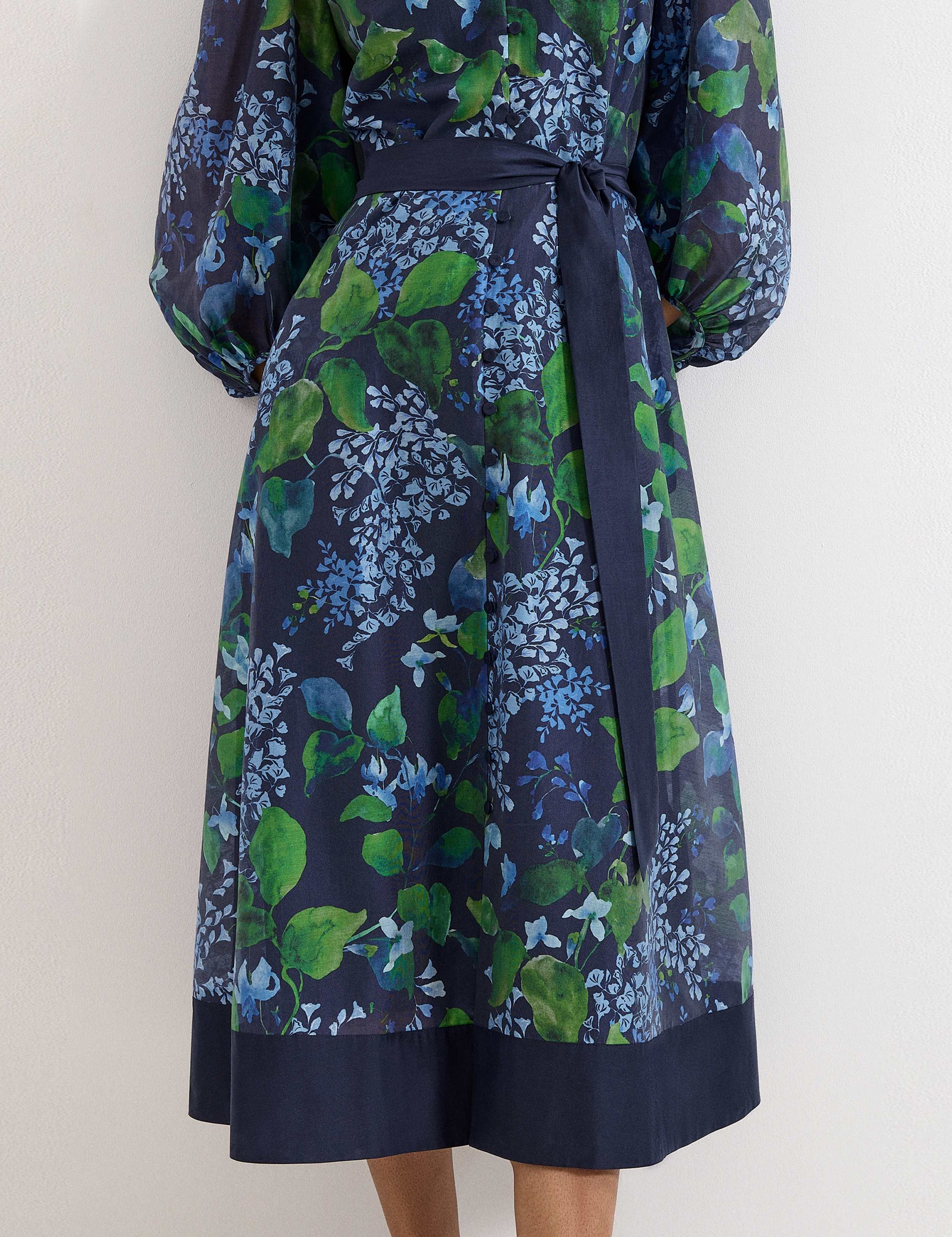 Floral V-Neck Belted Midi Skater Dress 5 of 8