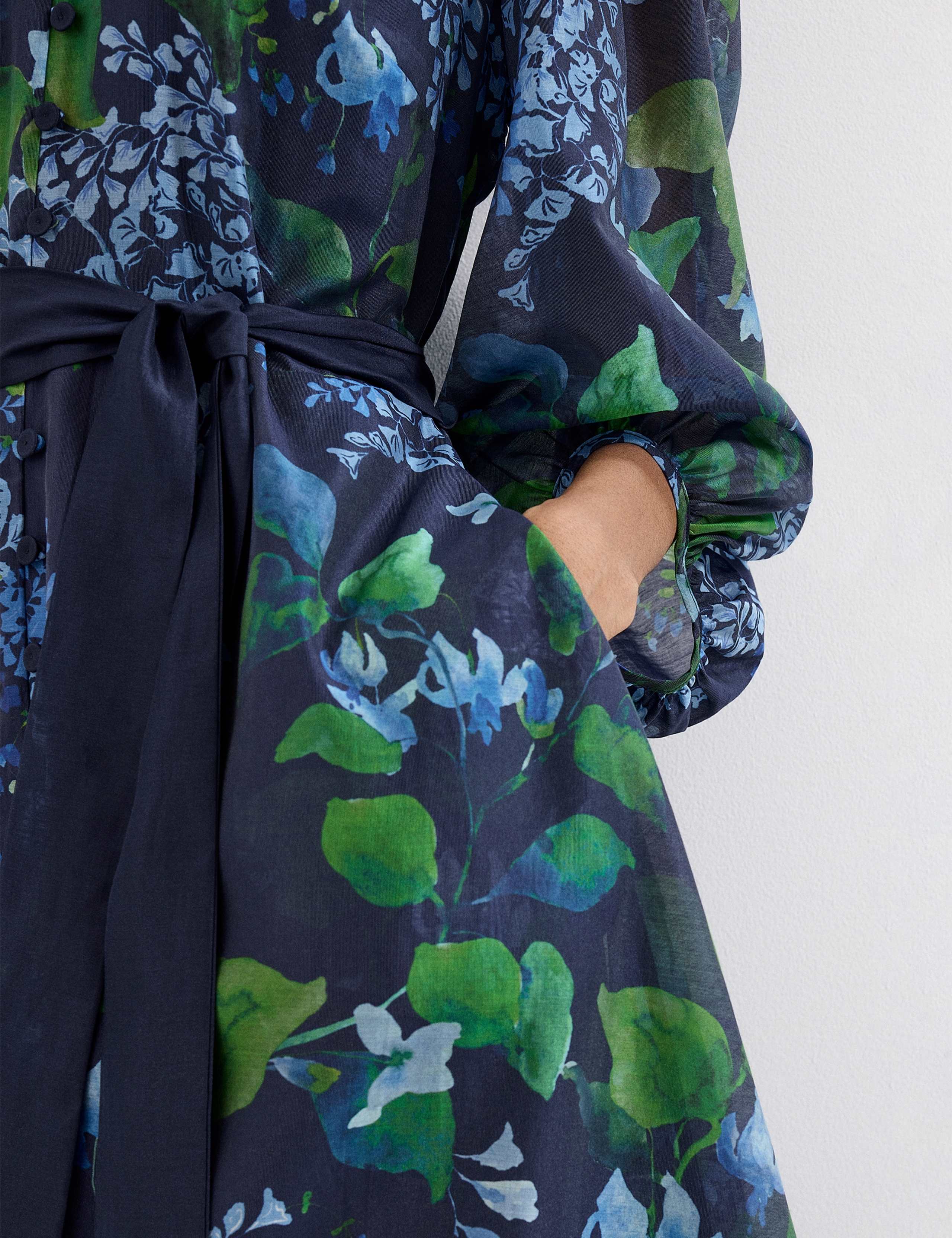 Floral V-Neck Belted Midi Skater Dress 8 of 8