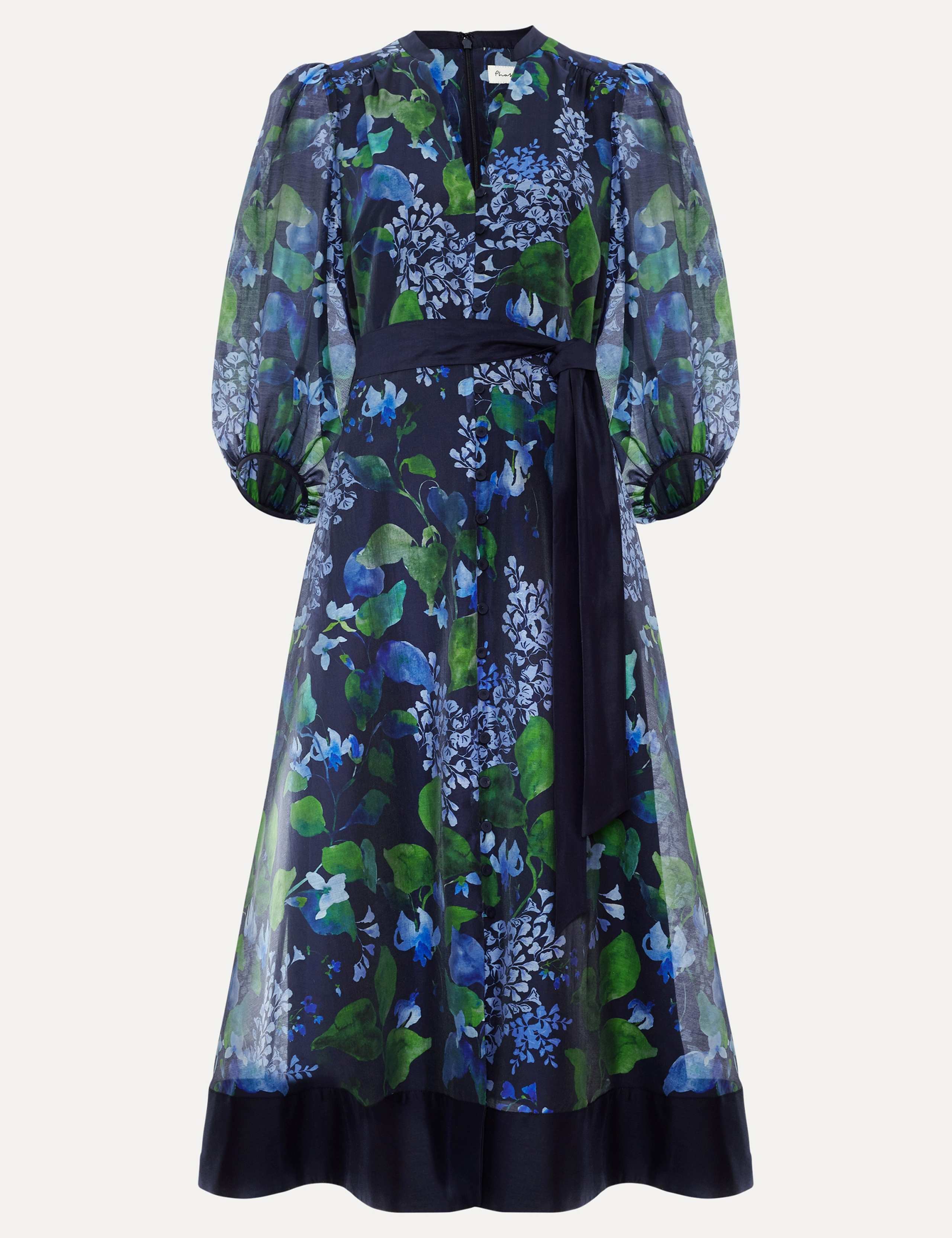 Floral V-Neck Belted Midi Skater Dress 2 of 8