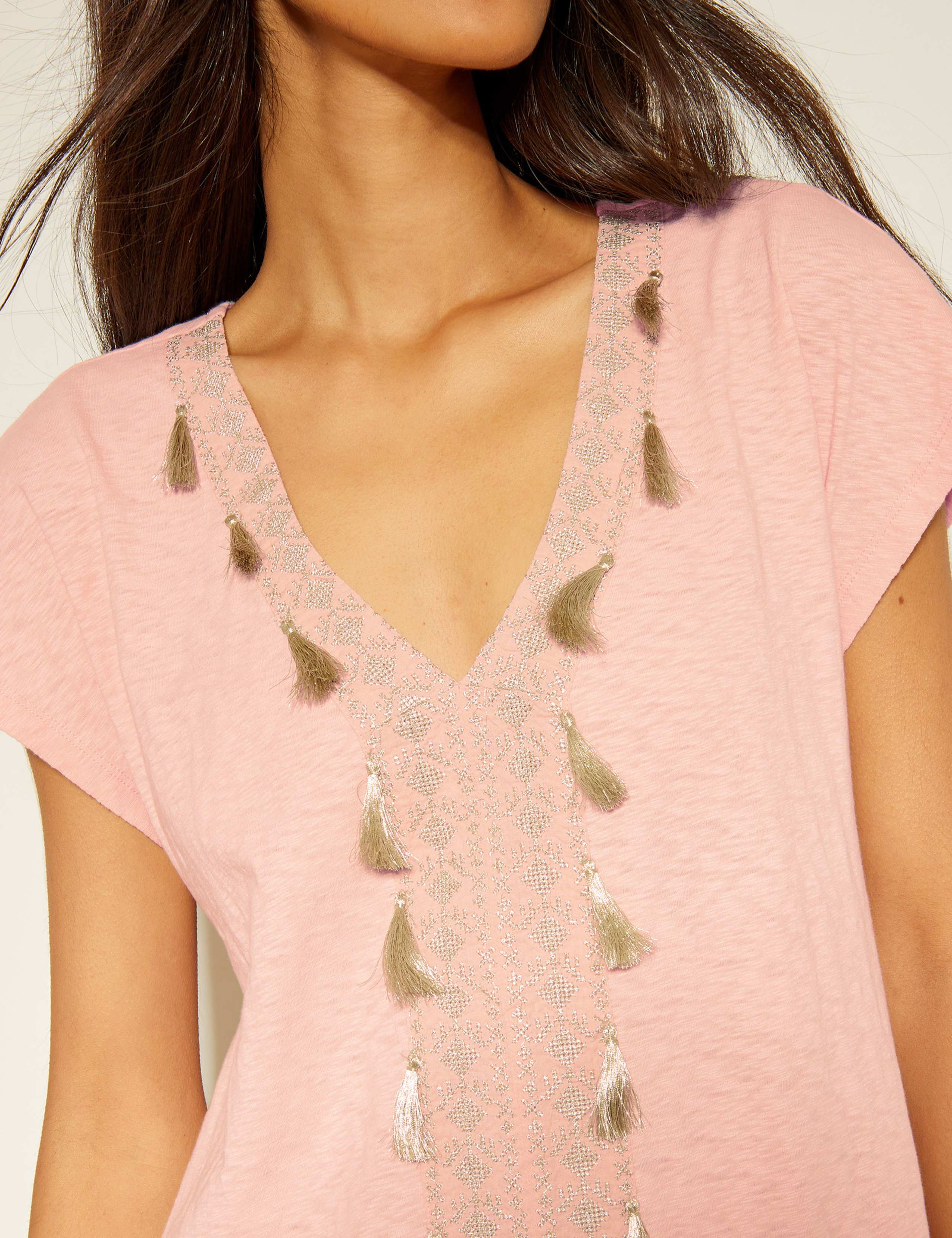 Pure Cotton V-Neck Knee Length Kaftan Dress 3 of 4