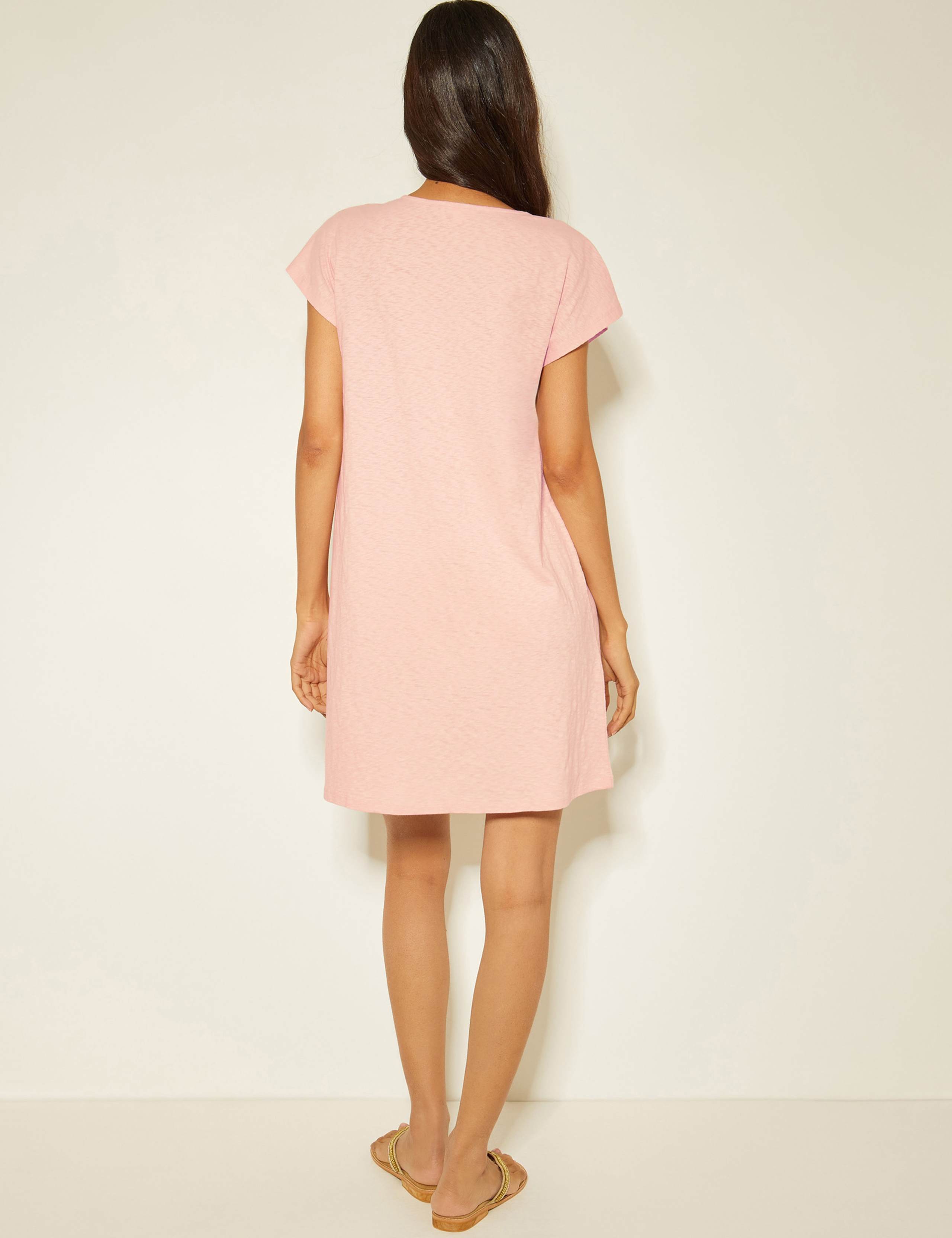 Pure Cotton V-Neck Knee Length Kaftan Dress 4 of 4