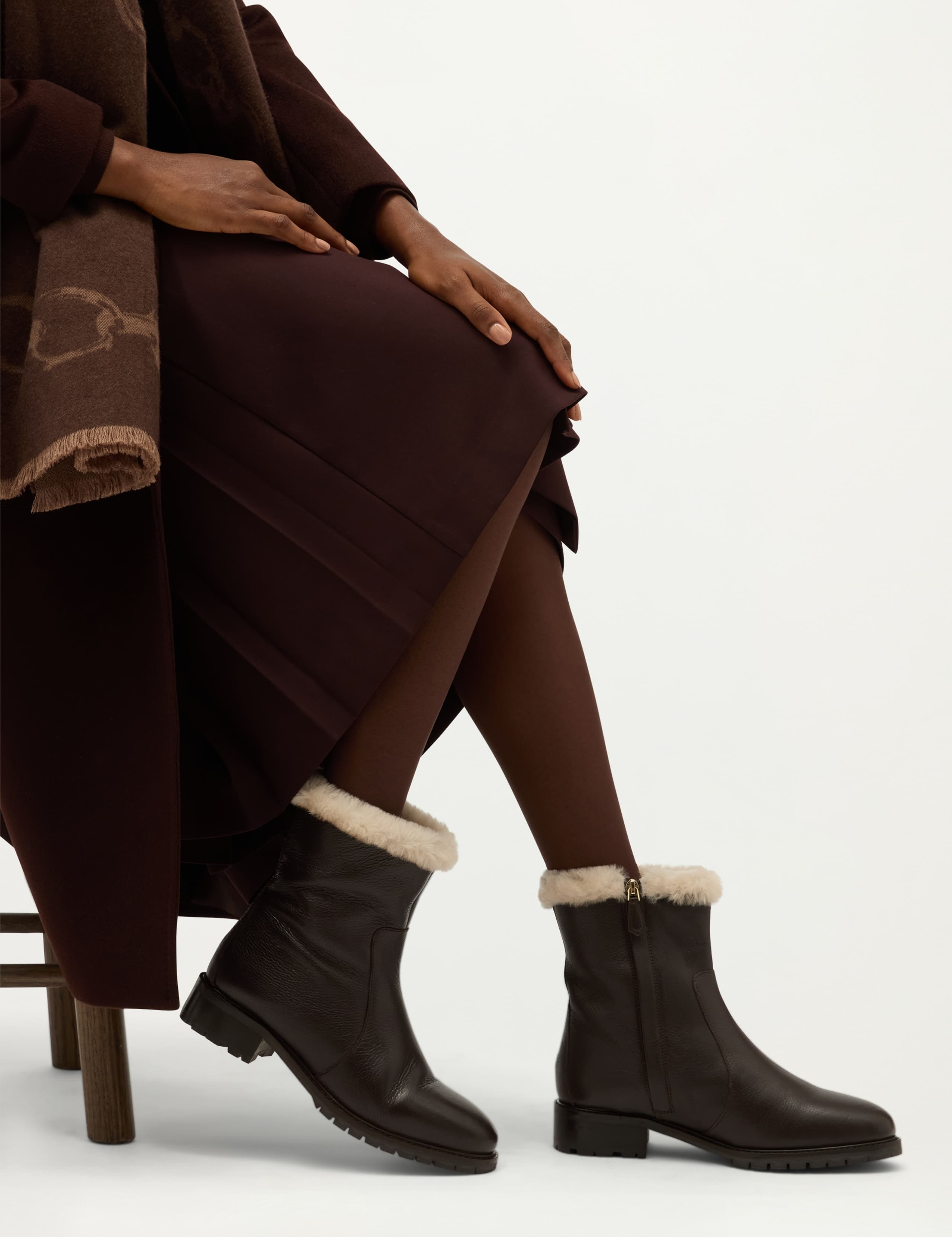 Leather Flat Ankle Boots 1 of 6