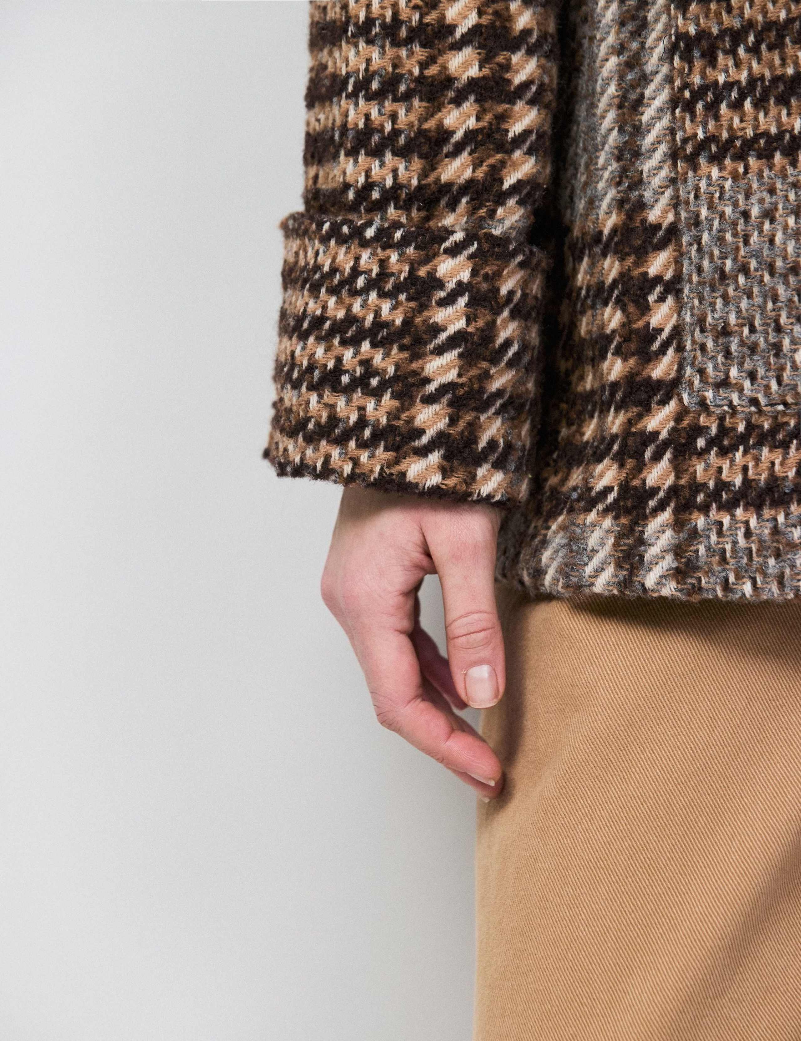 Checked Belted Wrap Coat with Wool 7 of 8