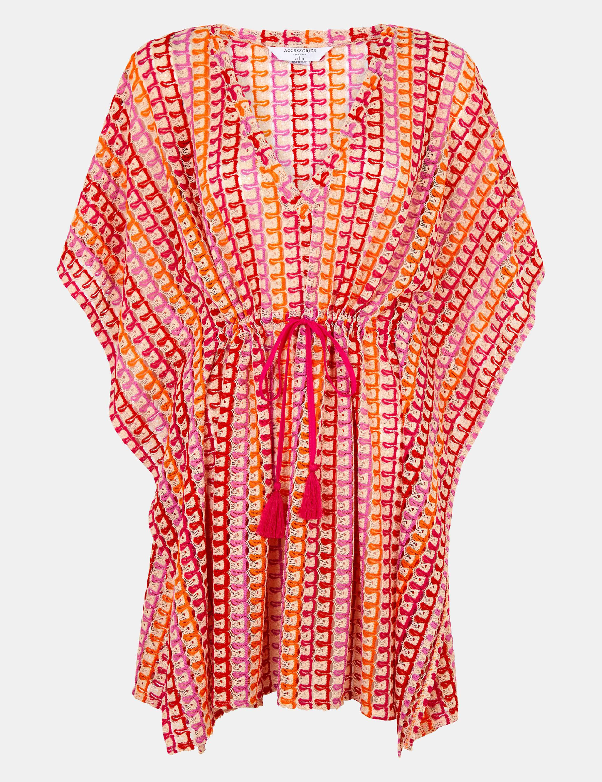 Geometric Striped V-Neck Mini Relaxed Kaftan 1 of 5