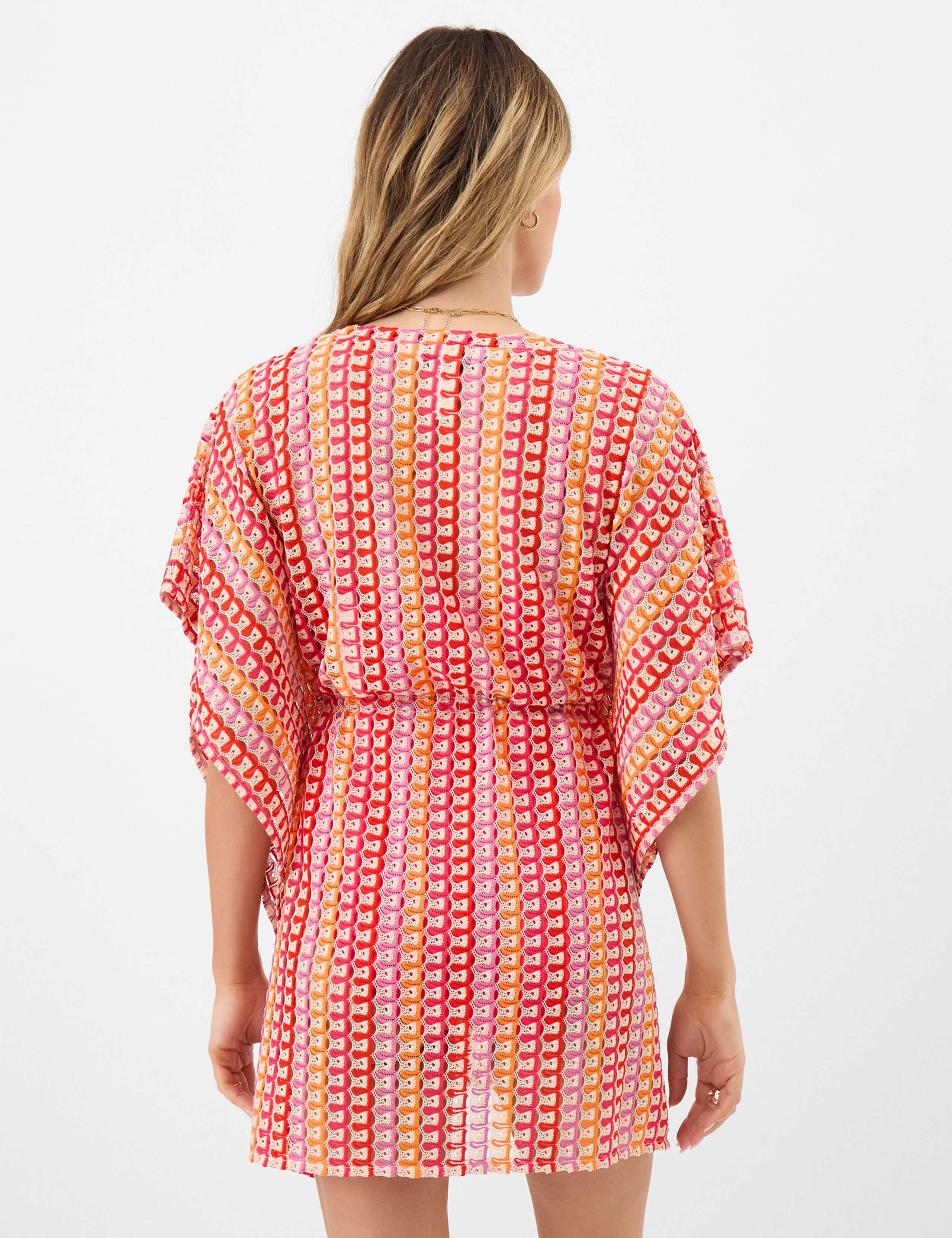 Geometric Striped V-Neck Mini Relaxed Kaftan 3 of 5