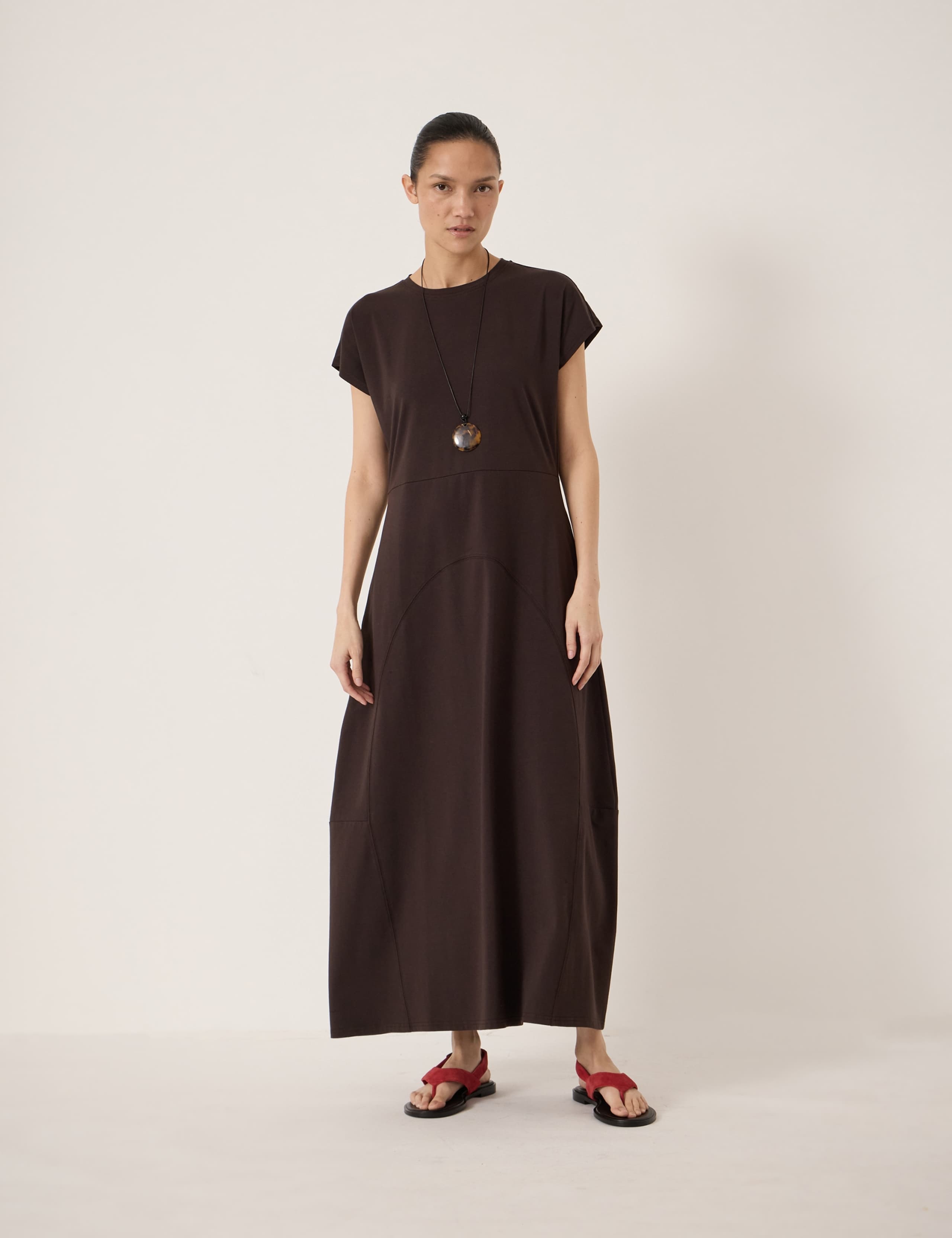 Jersey Crew Neck Midaxi Waisted Dress 1 of 5