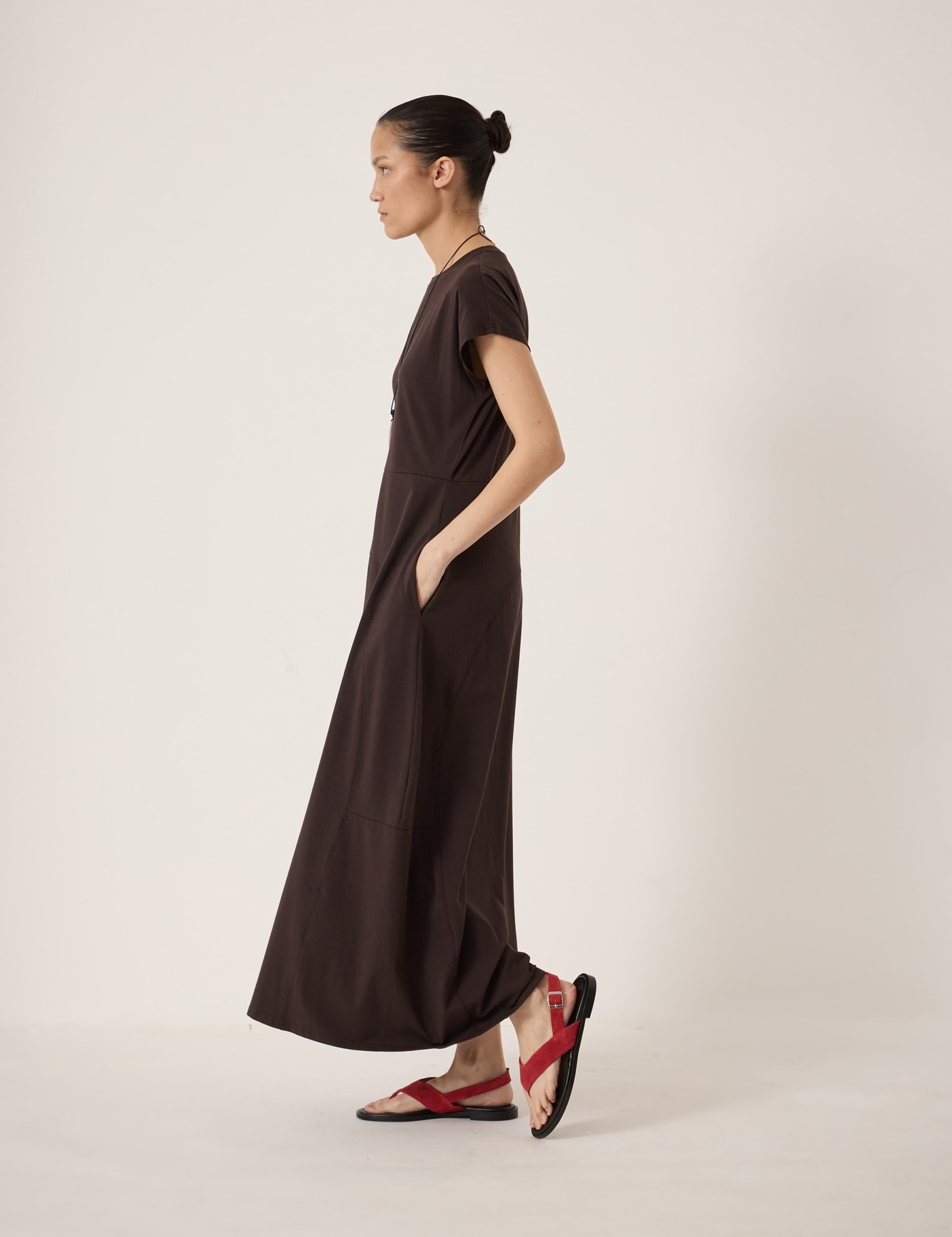 Jersey Crew Neck Midaxi Waisted Dress 3 of 5