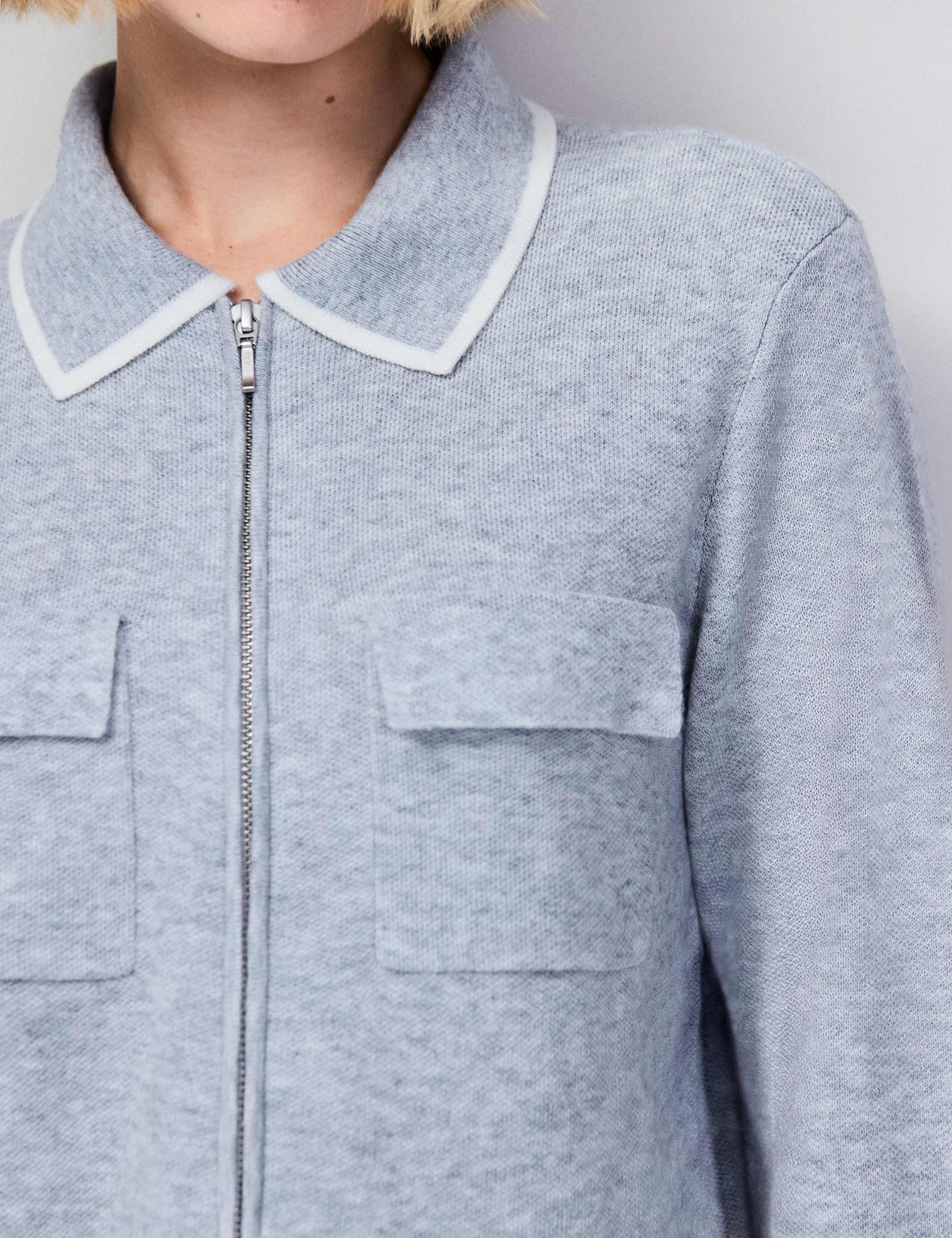 Collared Zip Up Cardigan with Wool 5 of 6