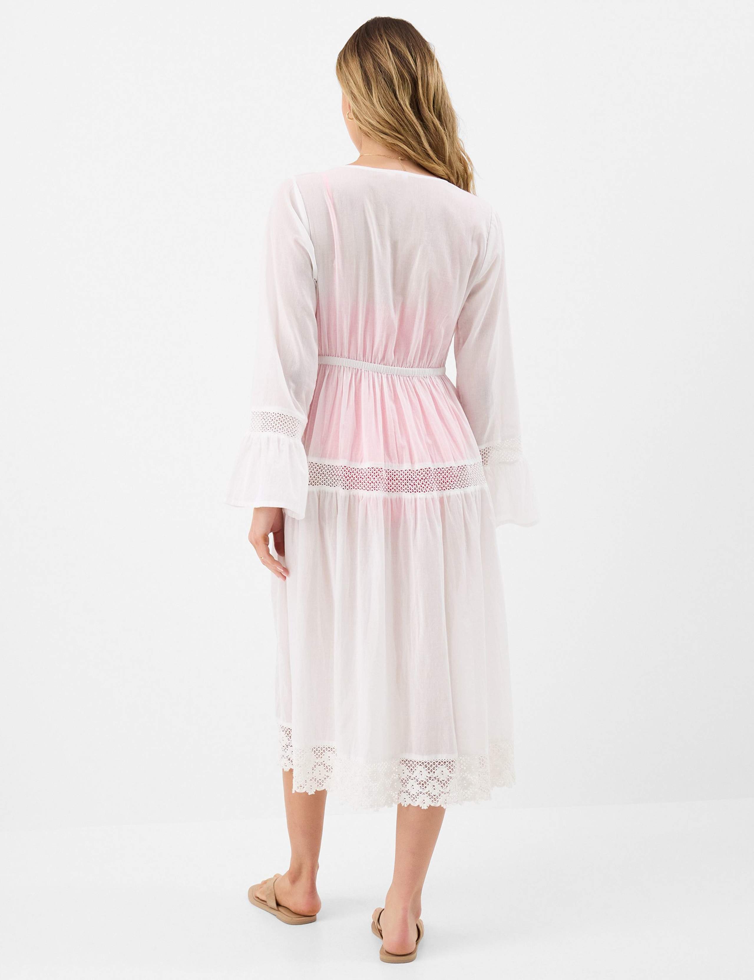 Pure Cotton Broderie Midi Relaxed Kimono 4 of 5