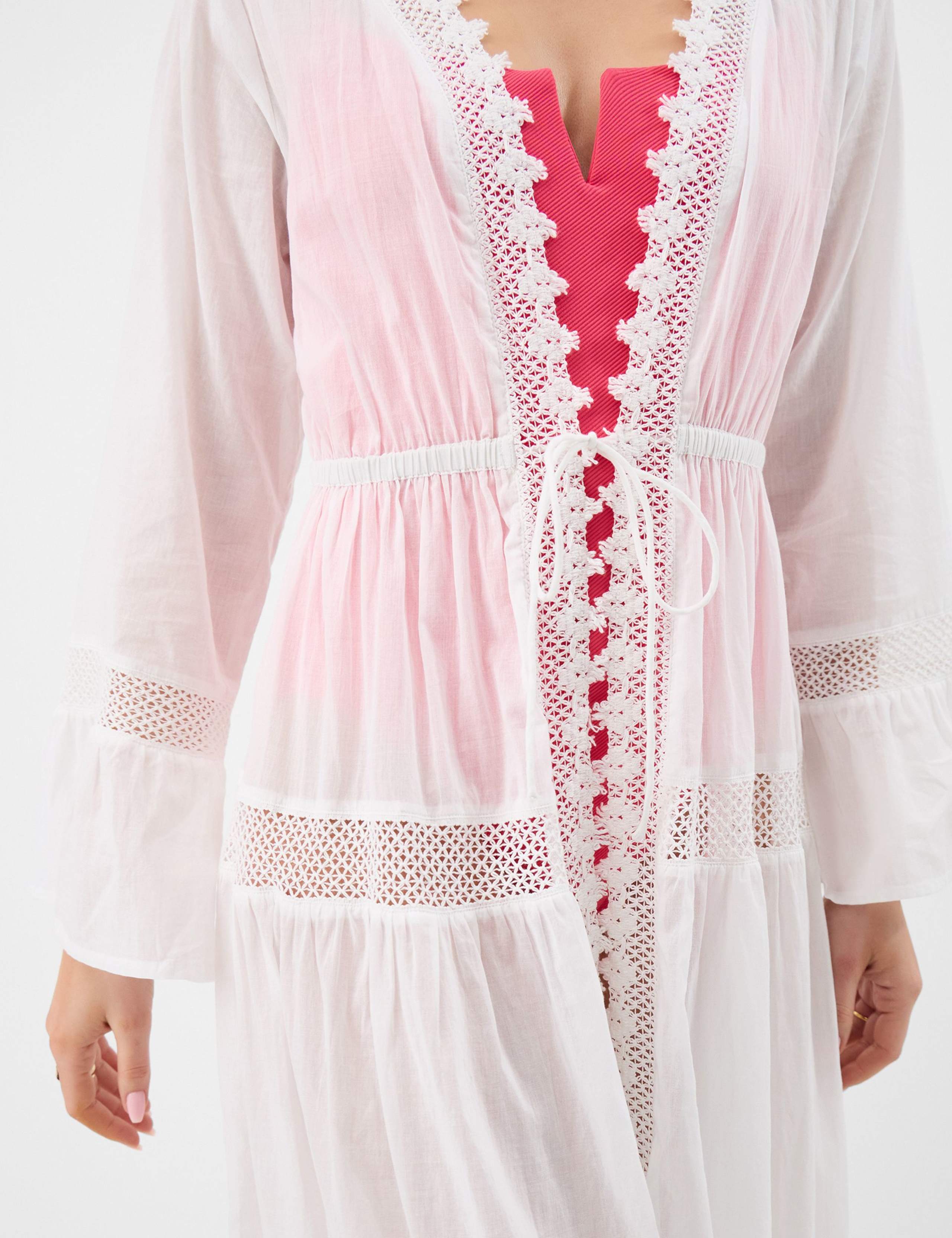 Pure Cotton Broderie Midi Relaxed Kimono 5 of 5