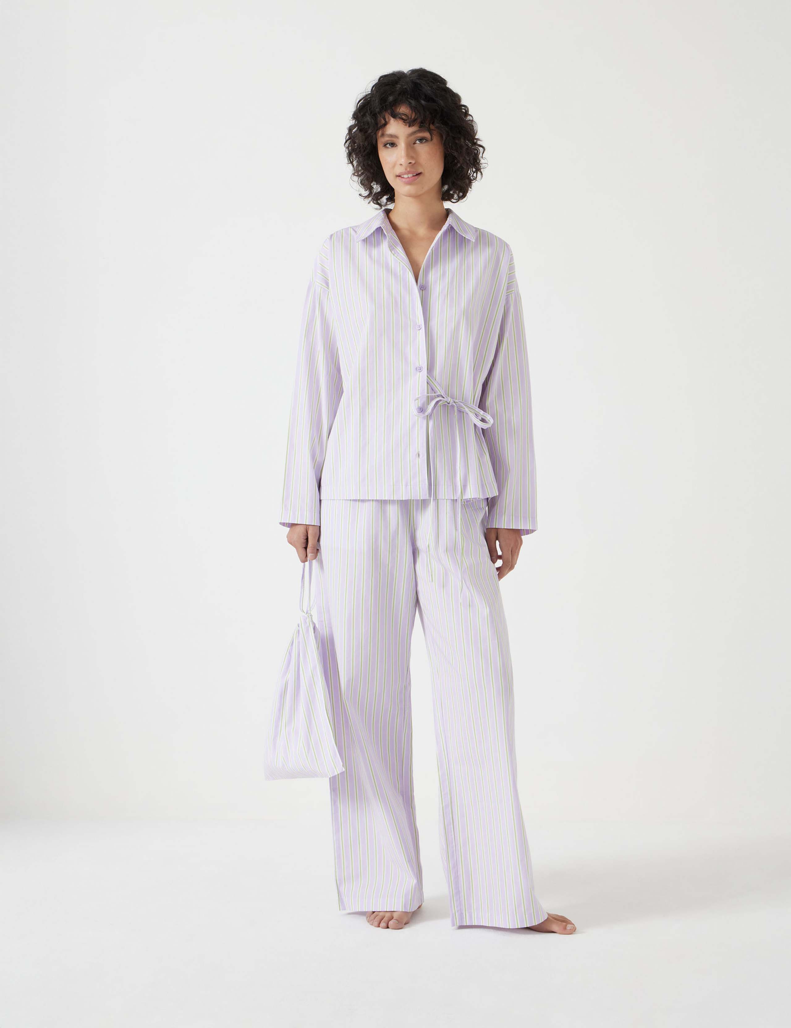 Pure Cotton Striped Poplin Pyjama Set 1 of 6