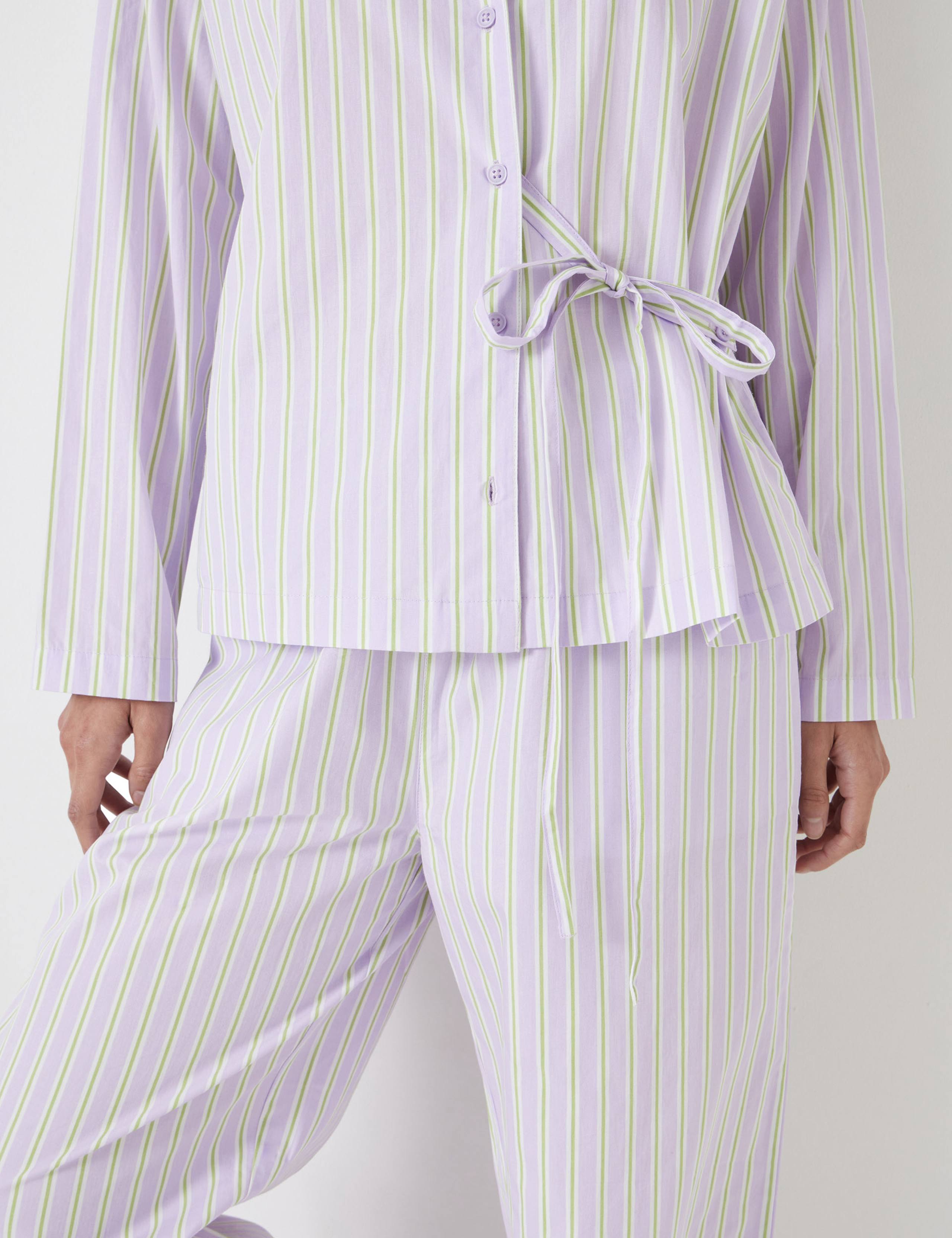 Pure Cotton Striped Poplin Pyjama Set 5 of 6