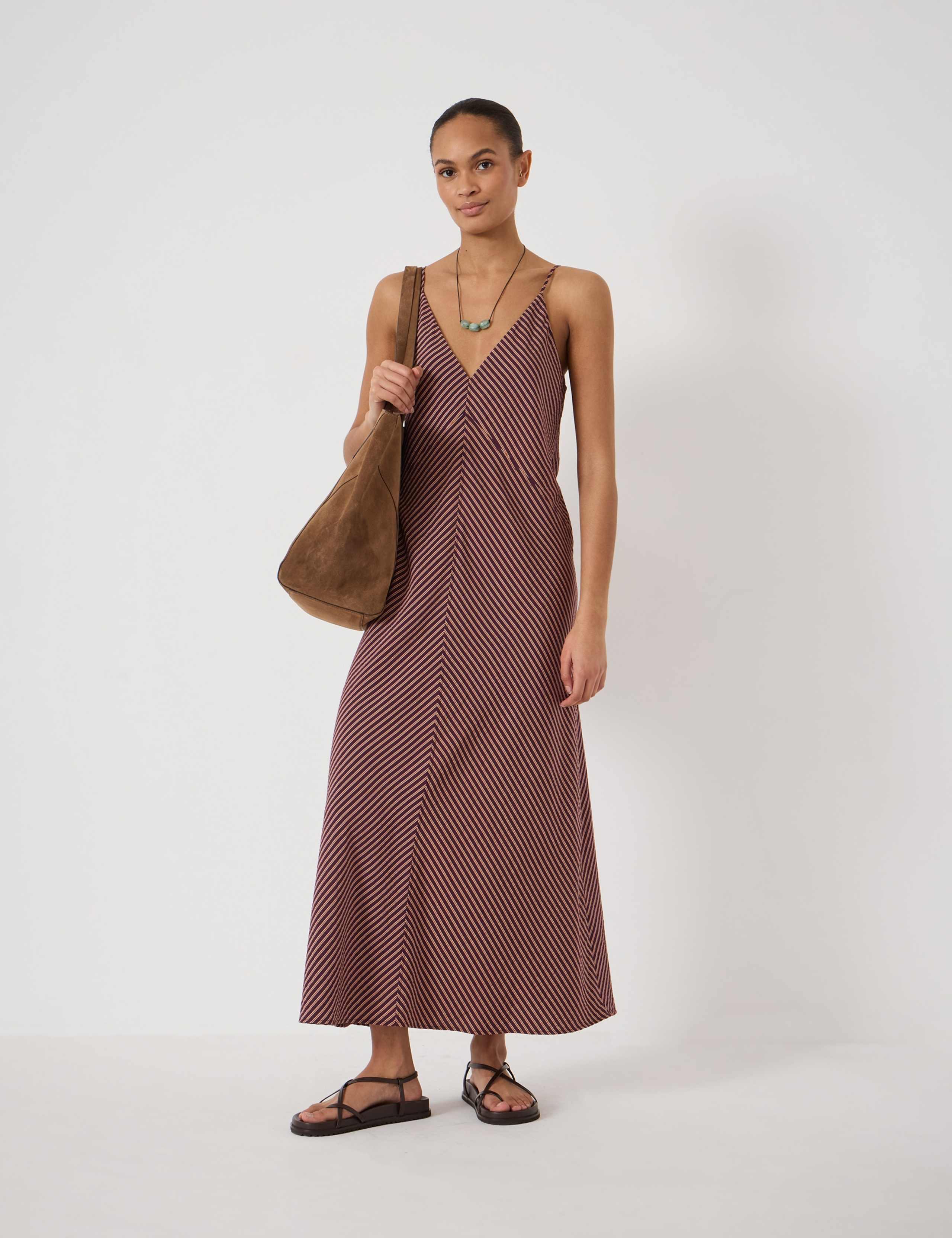 Seam Detail V-Neck Strappy Maxi Slip Dress 1 of 5