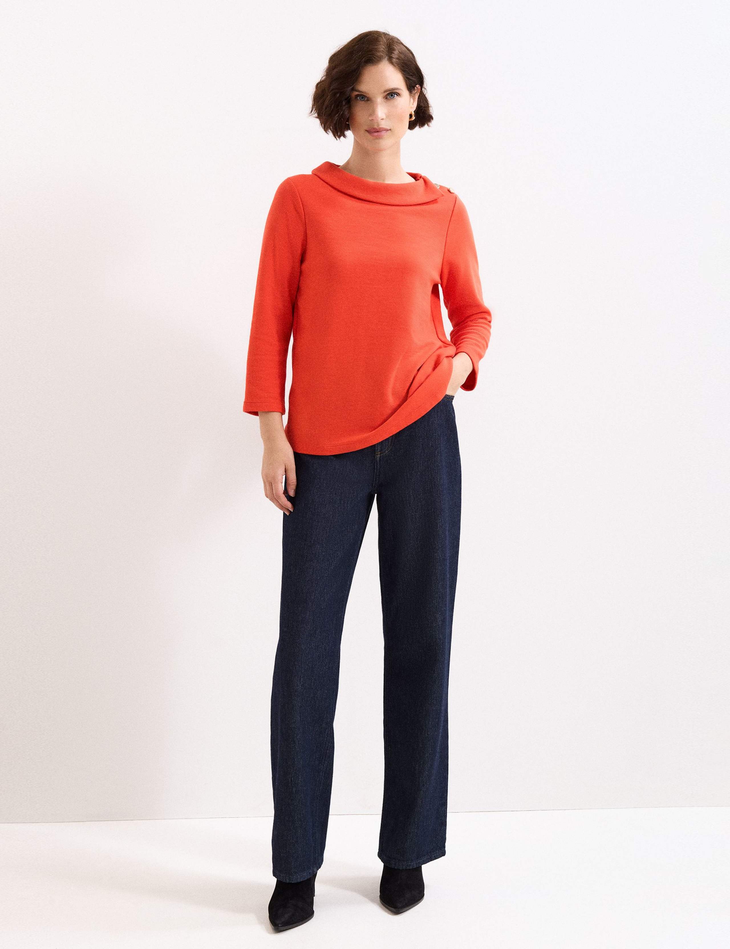 Cotton Blend Textured Button Detail Top 3 of 7