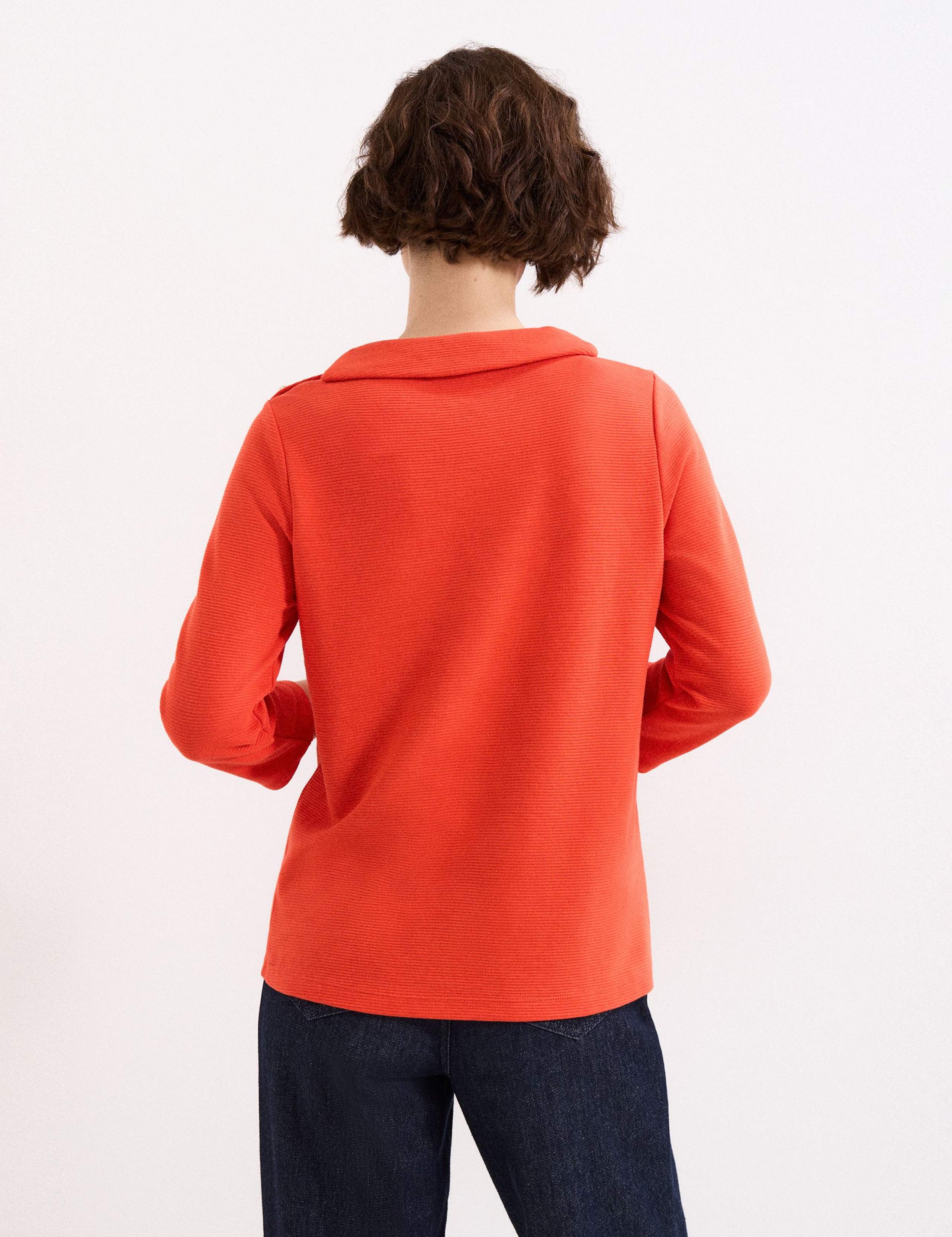 Cotton Blend Textured Button Detail Top 4 of 7