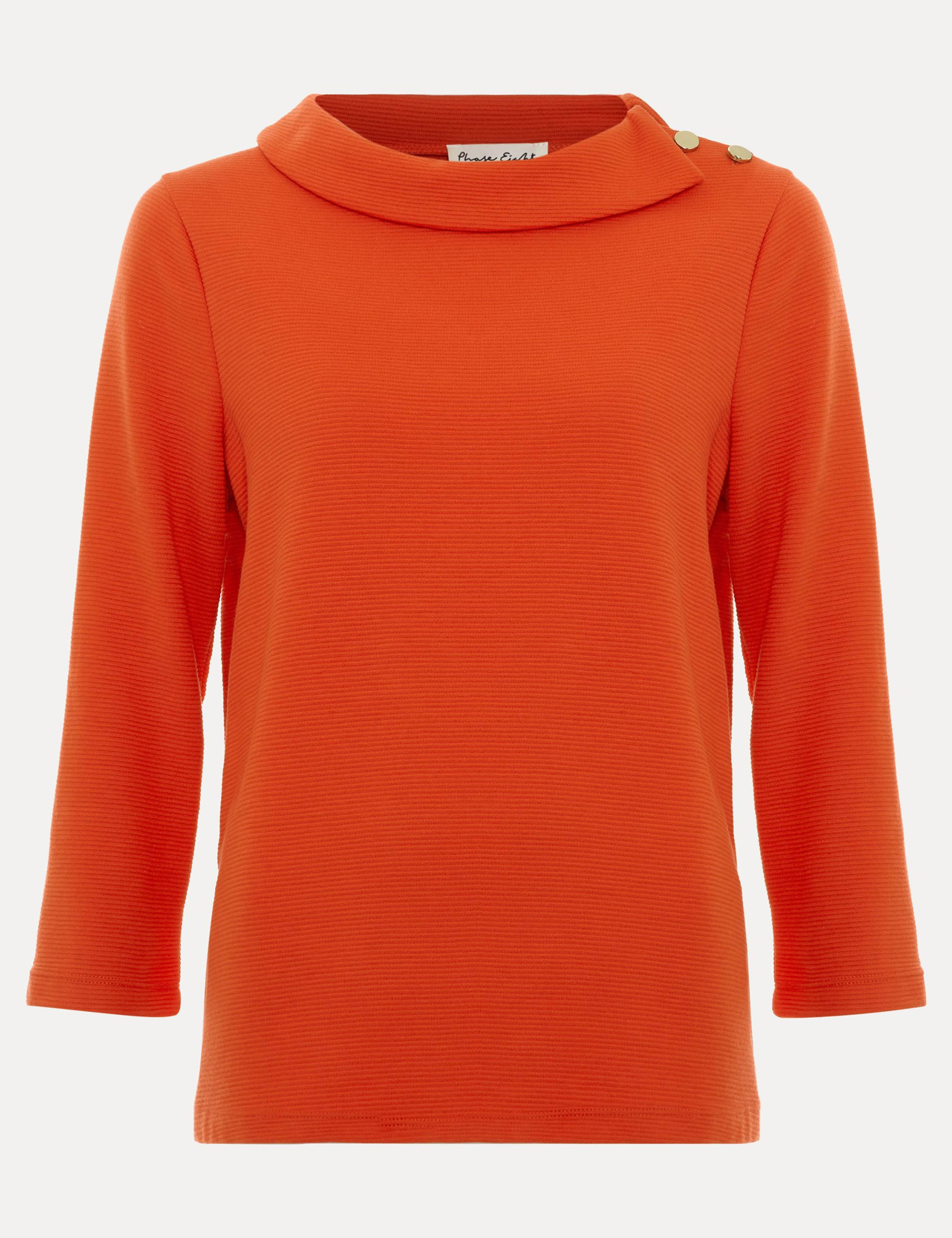 Cotton Blend Textured Button Detail Top 2 of 7
