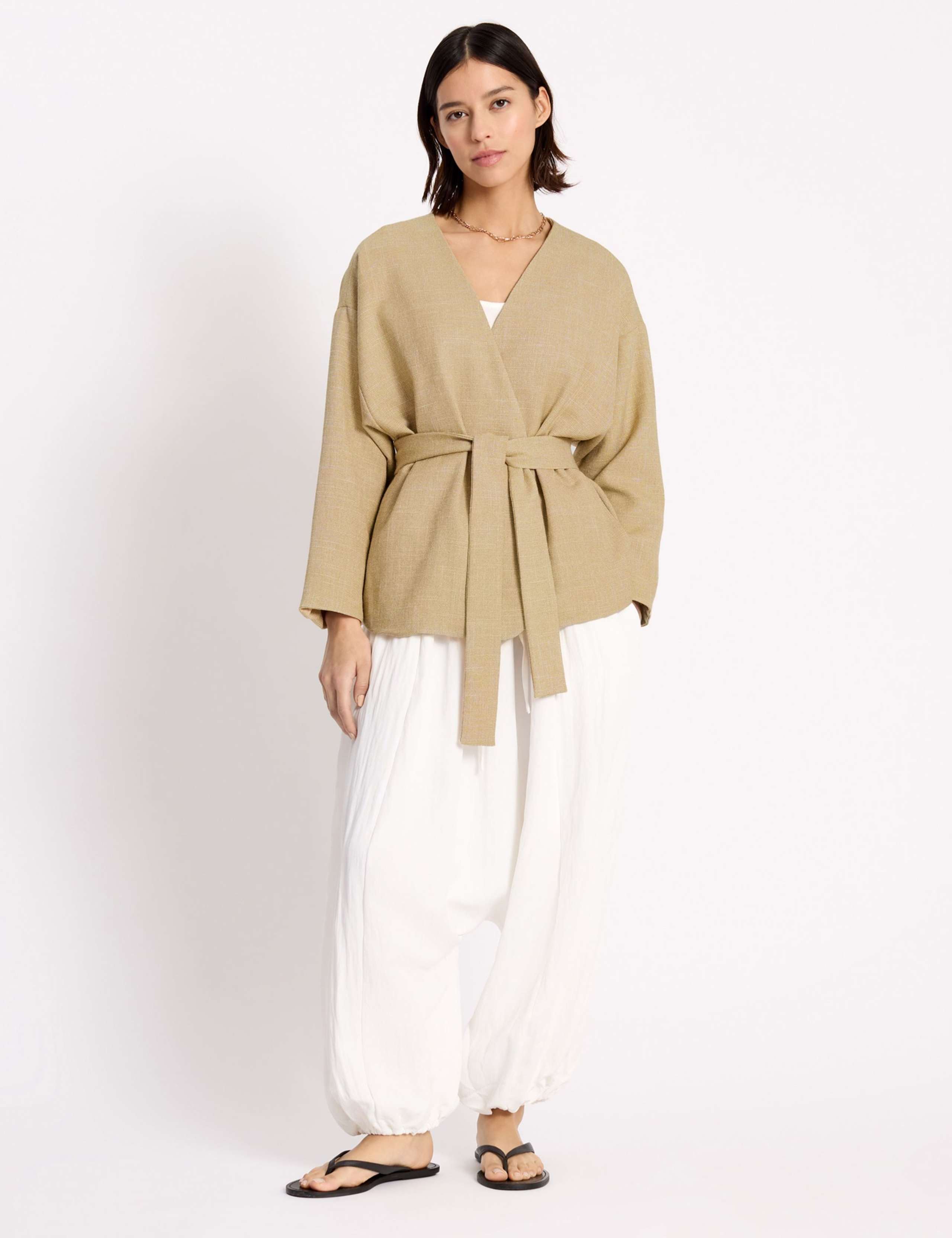 Drawstring Balloon Ankle Grazer Beach Trousers 4 of 7