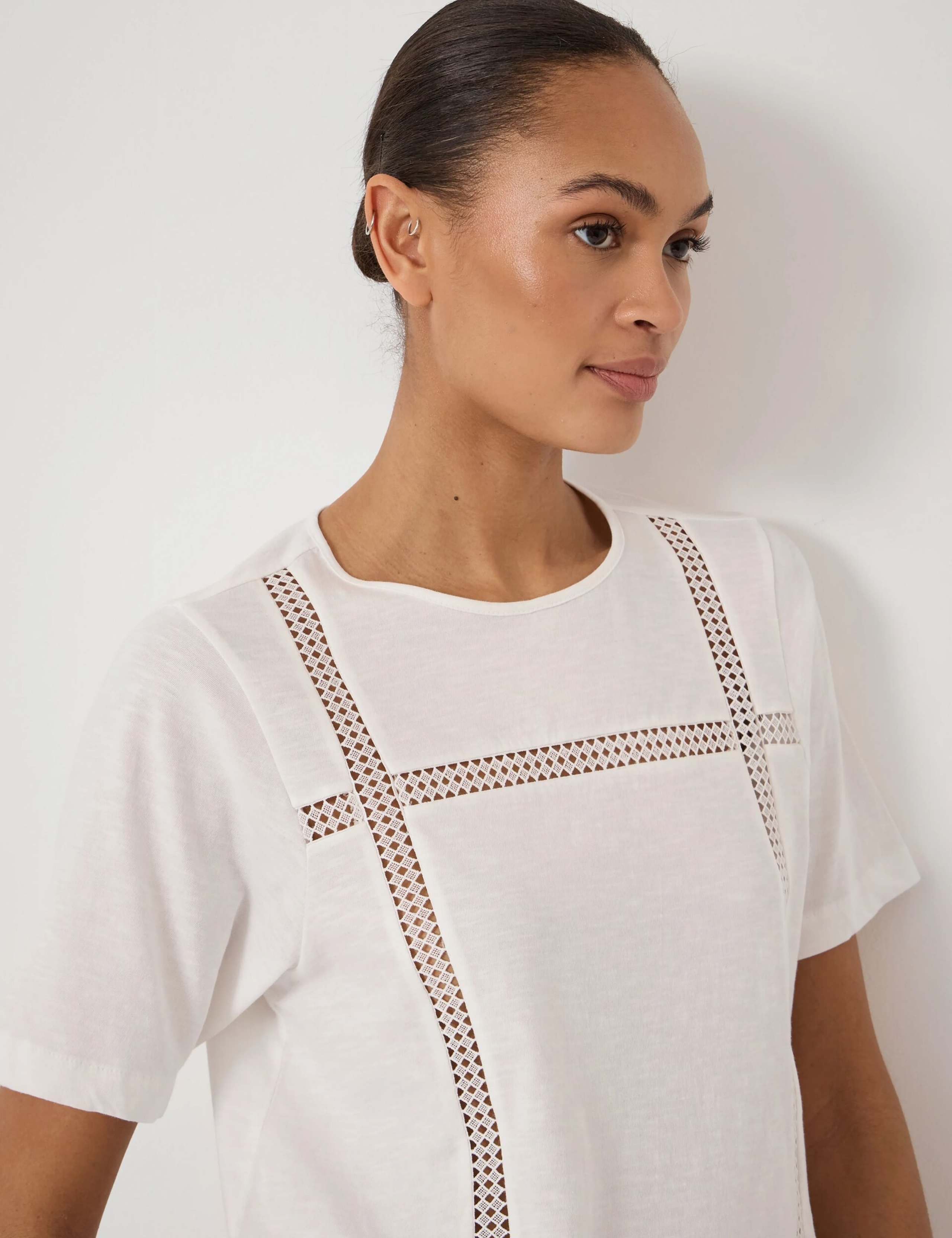 Pure Cotton Lace Detail T-Shirt 6 of 6