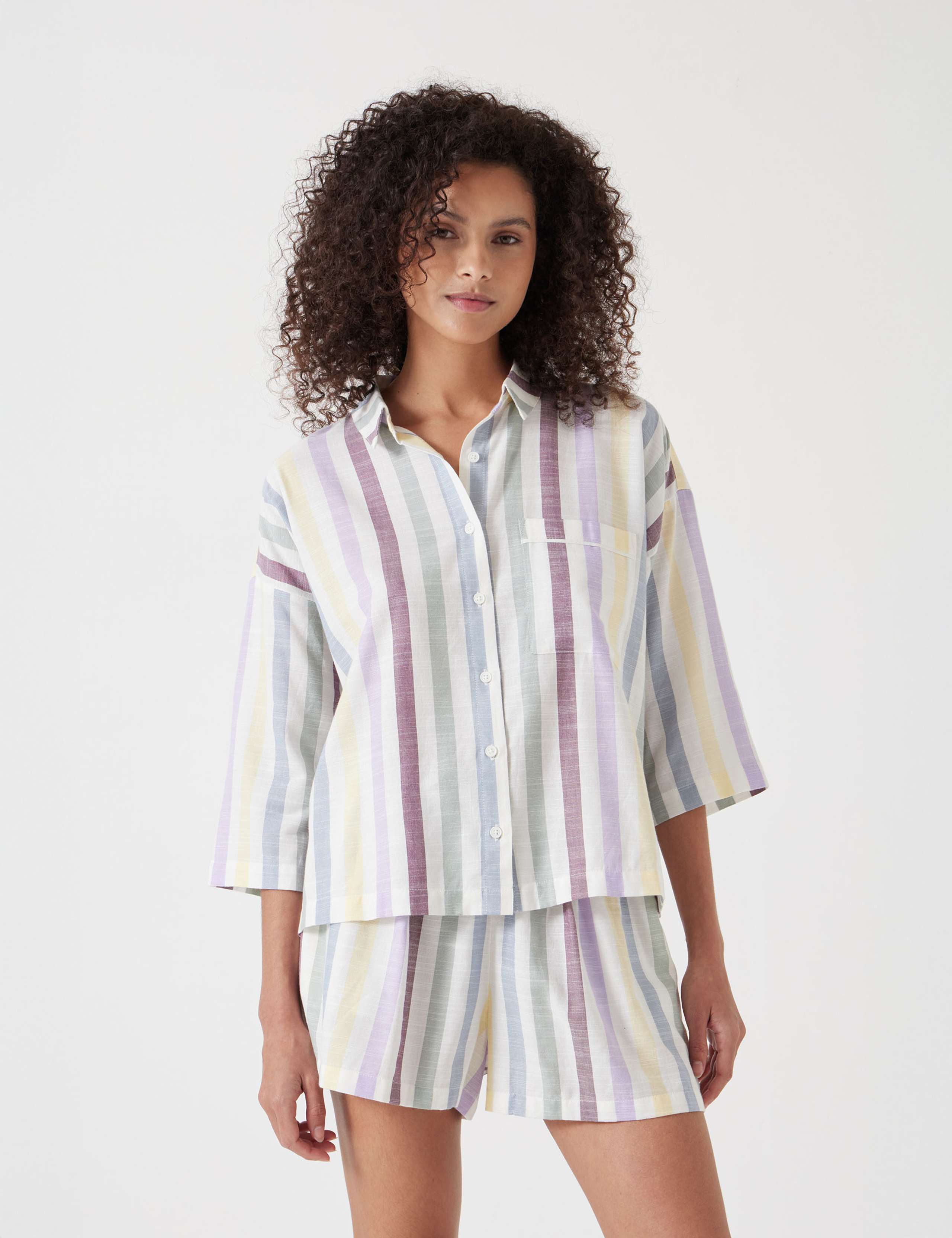 Cotton Blend Striped Shortie Set 3 of 5