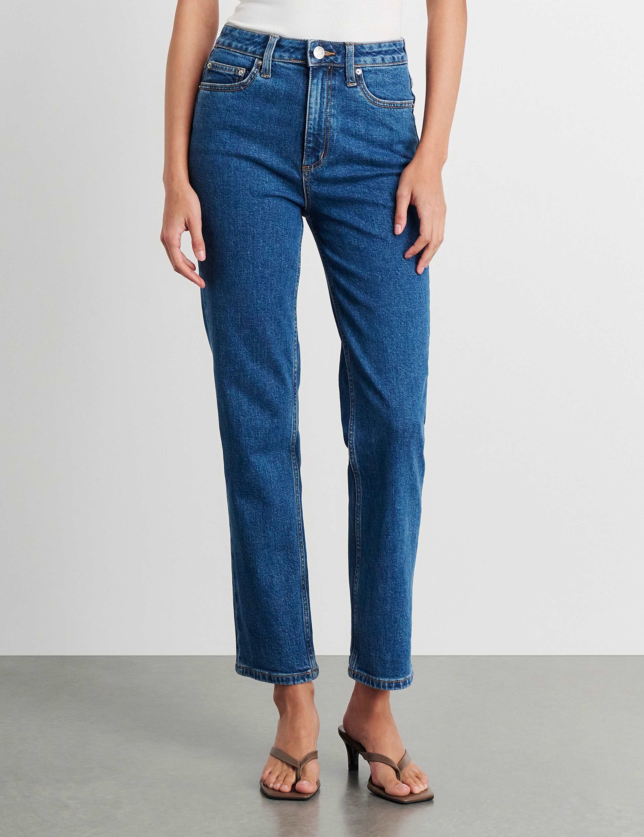 High Waisted Straight Leg Cropped Jeans 1 of 6