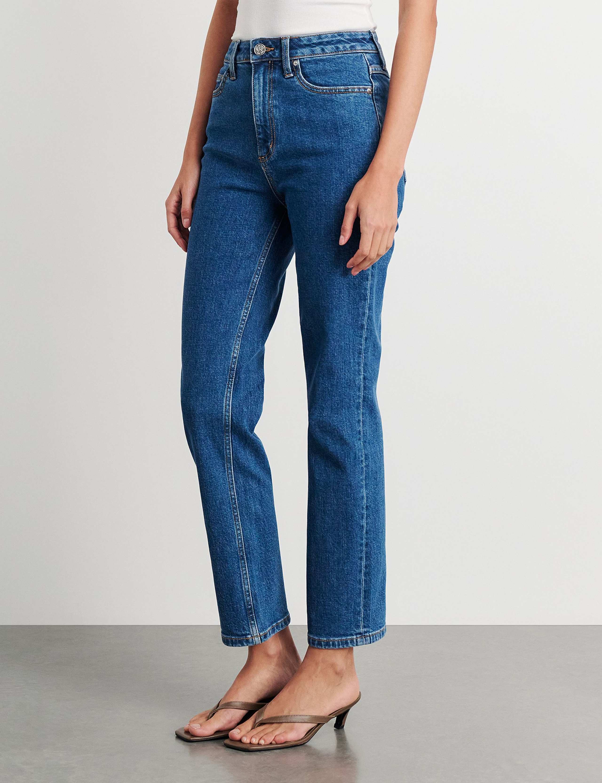 High Waisted Straight Leg Cropped Jeans 2 of 6