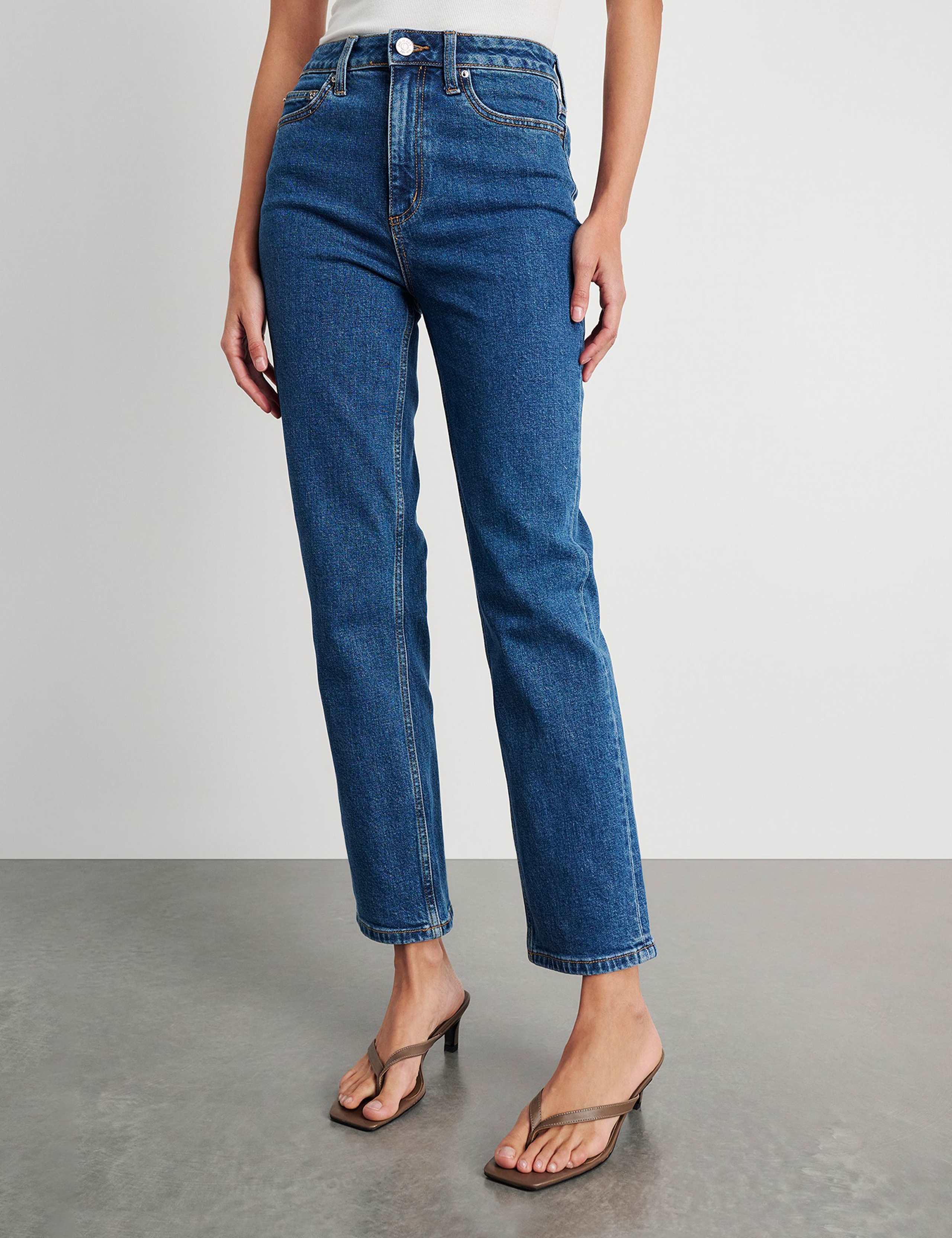 High Waisted Straight Leg Cropped Jeans 4 of 6