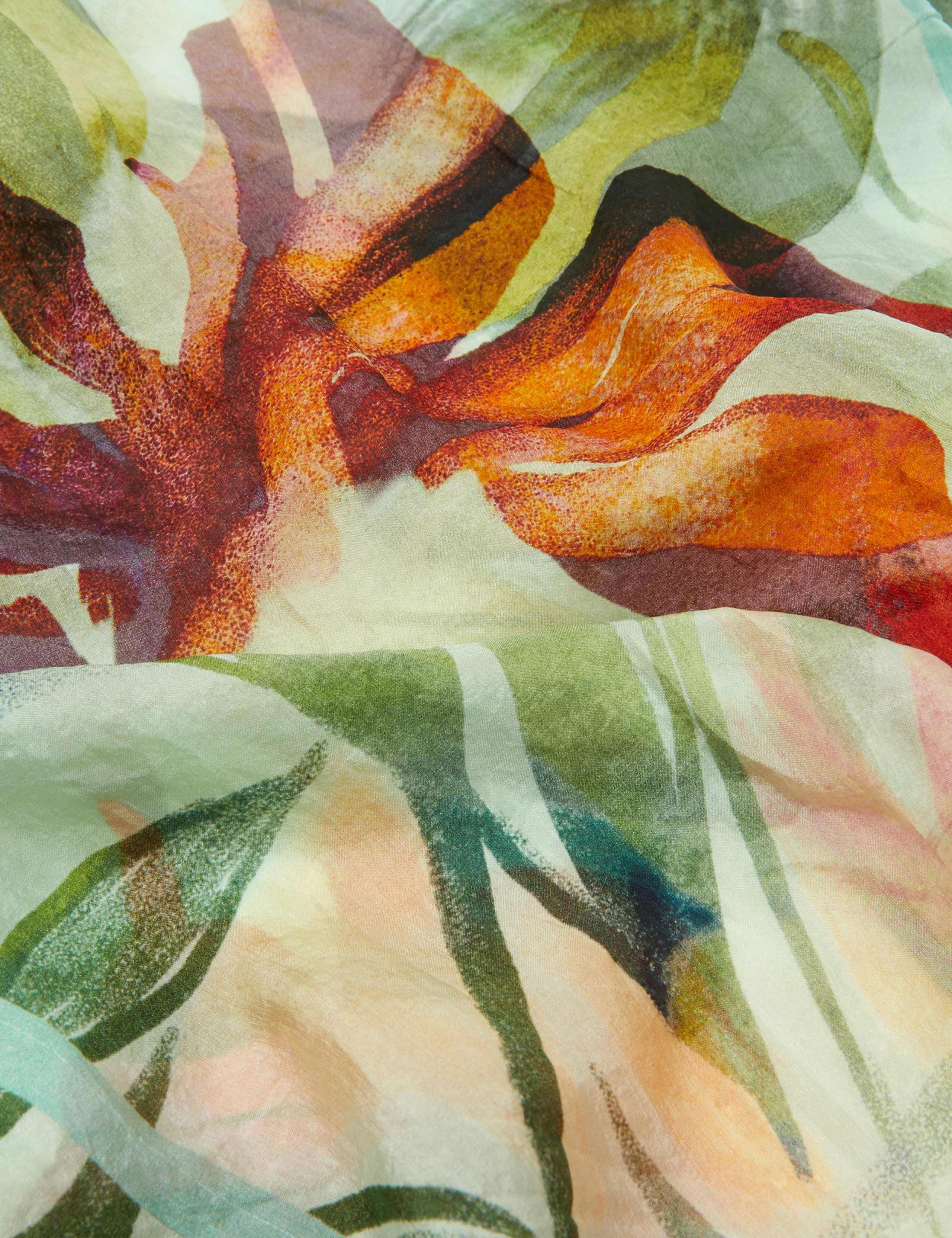 Pure Silk Floral Scarf 2 of 2