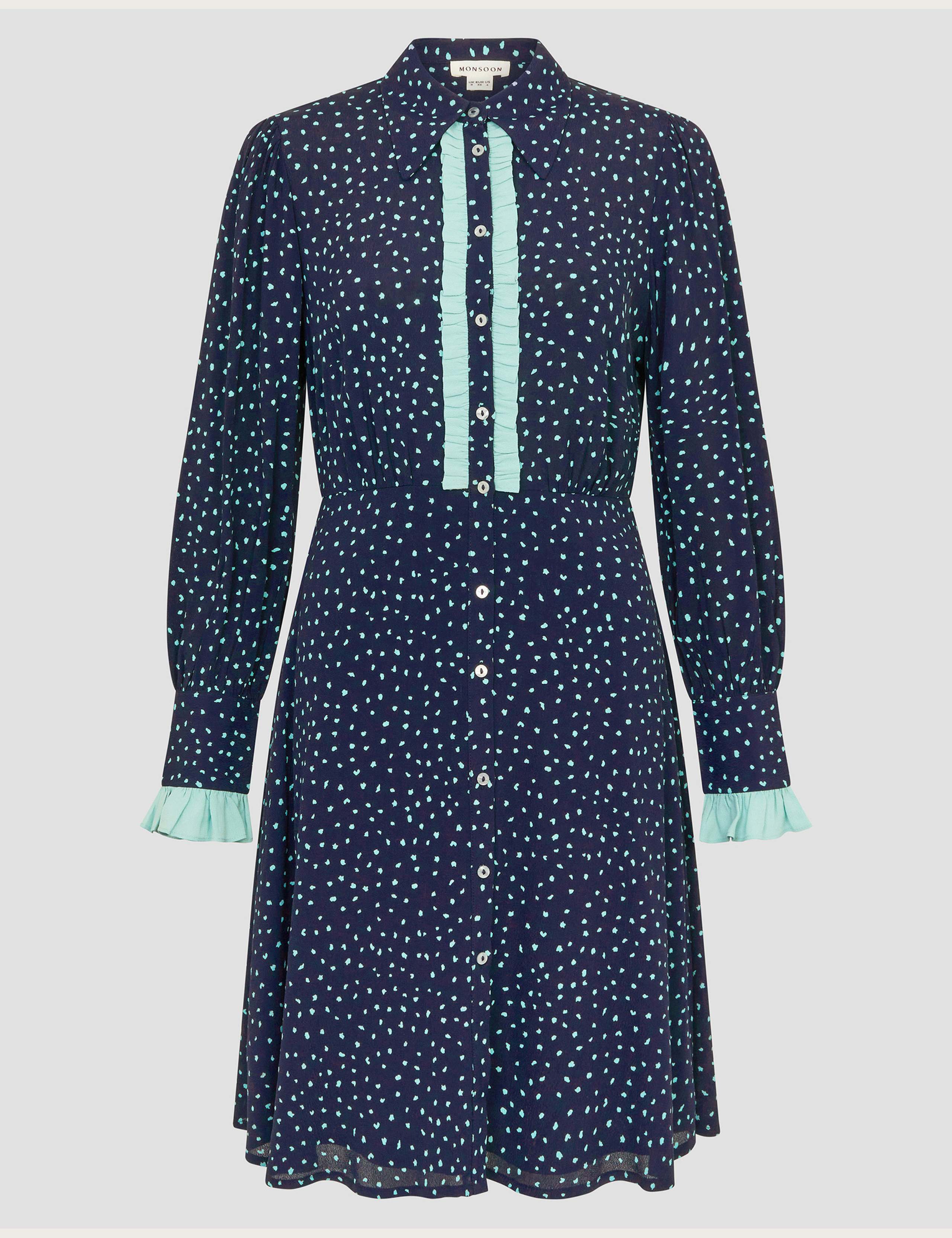 Printed Collared Knee Length Skater Dress 2 of 6
