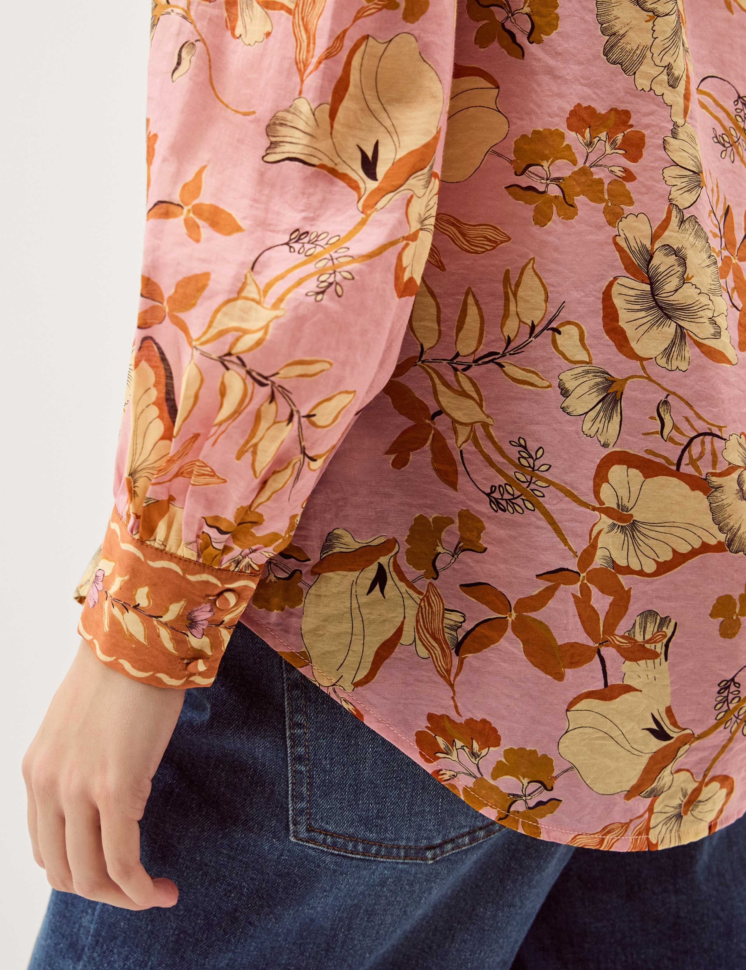 Floral Print Collared Button Detail Blouse 5 of 5
