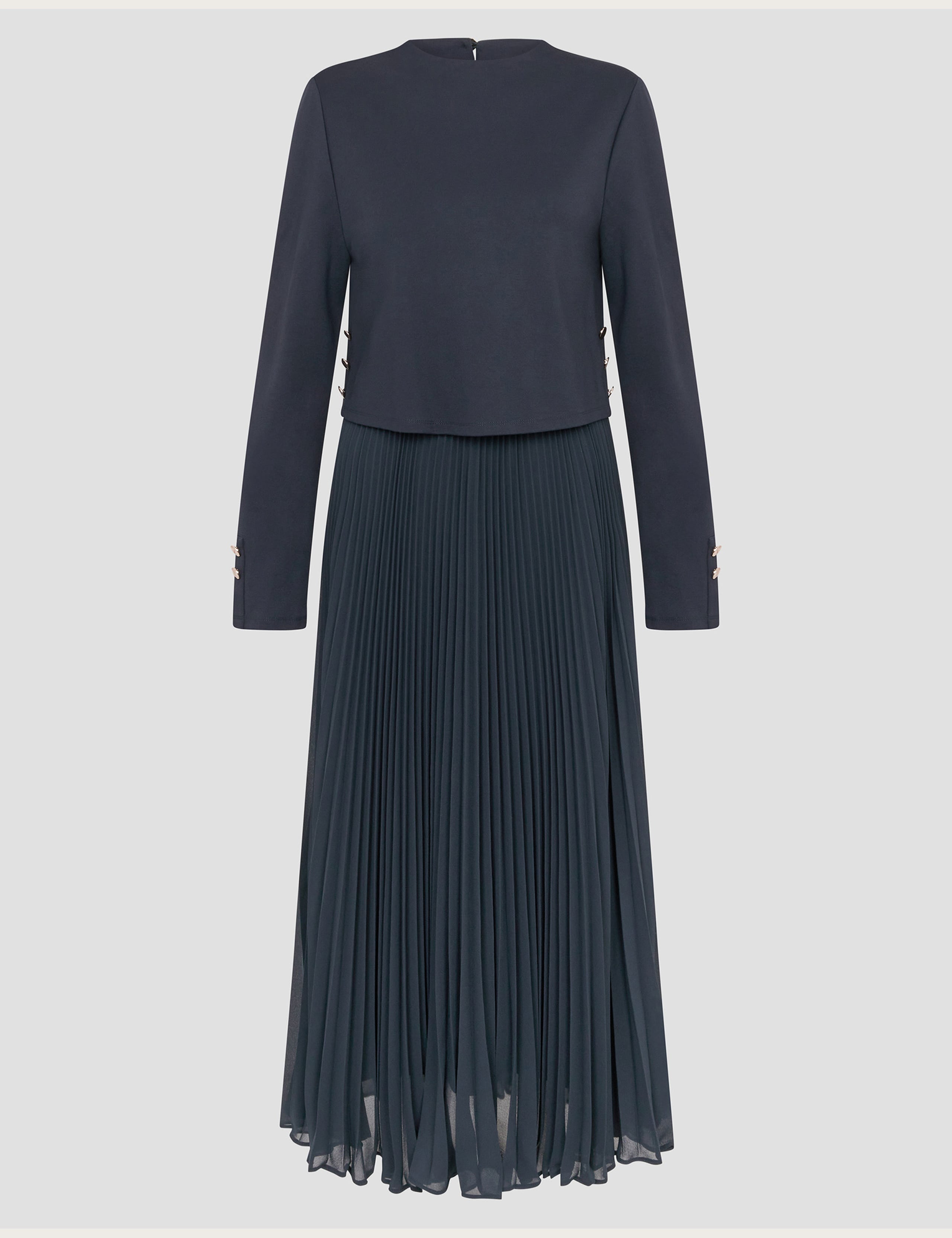 Round Neck Pleated Midi Dress 2 of 6