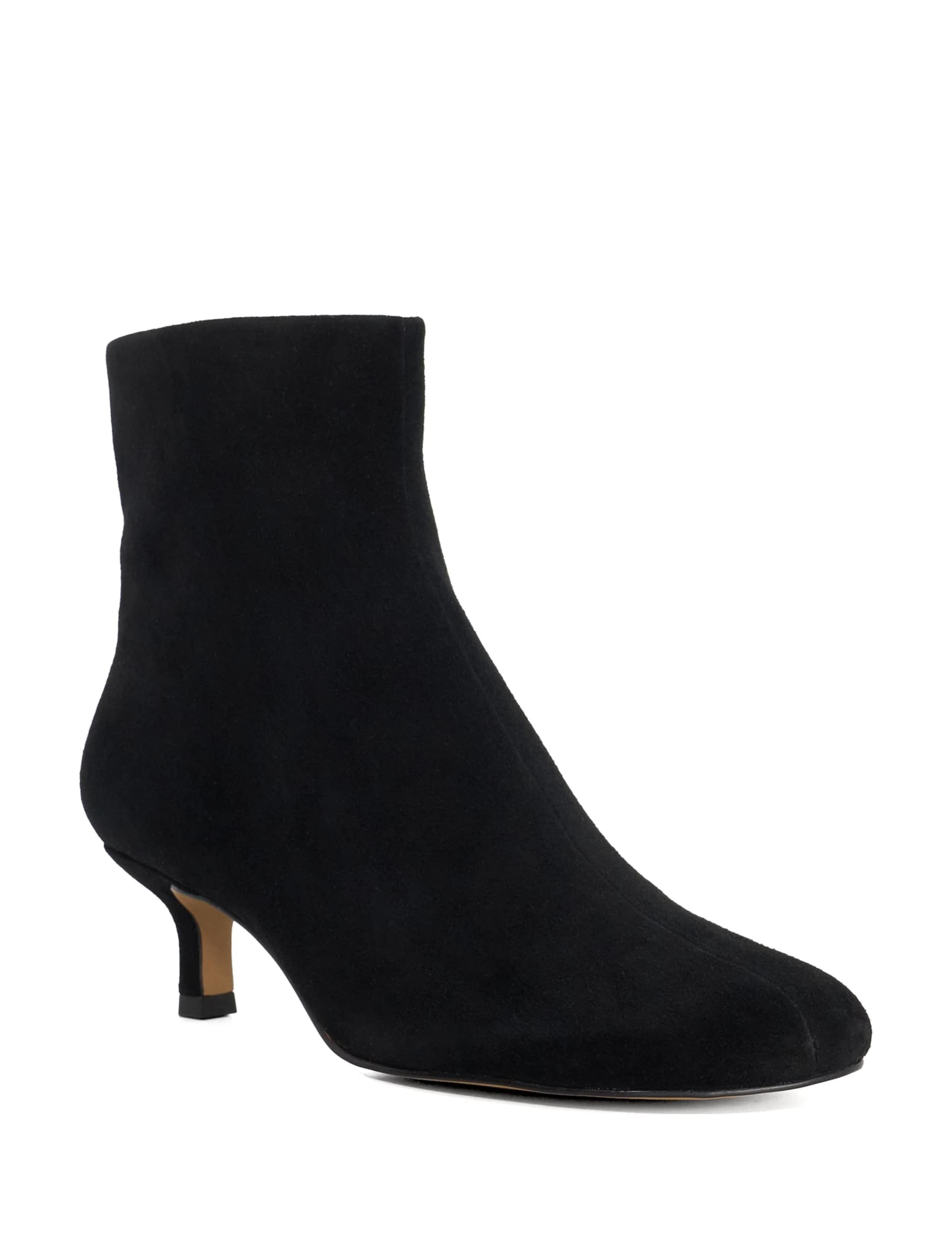 Suede Kitten Heel Round Toe Ankle Boots 3 of 5