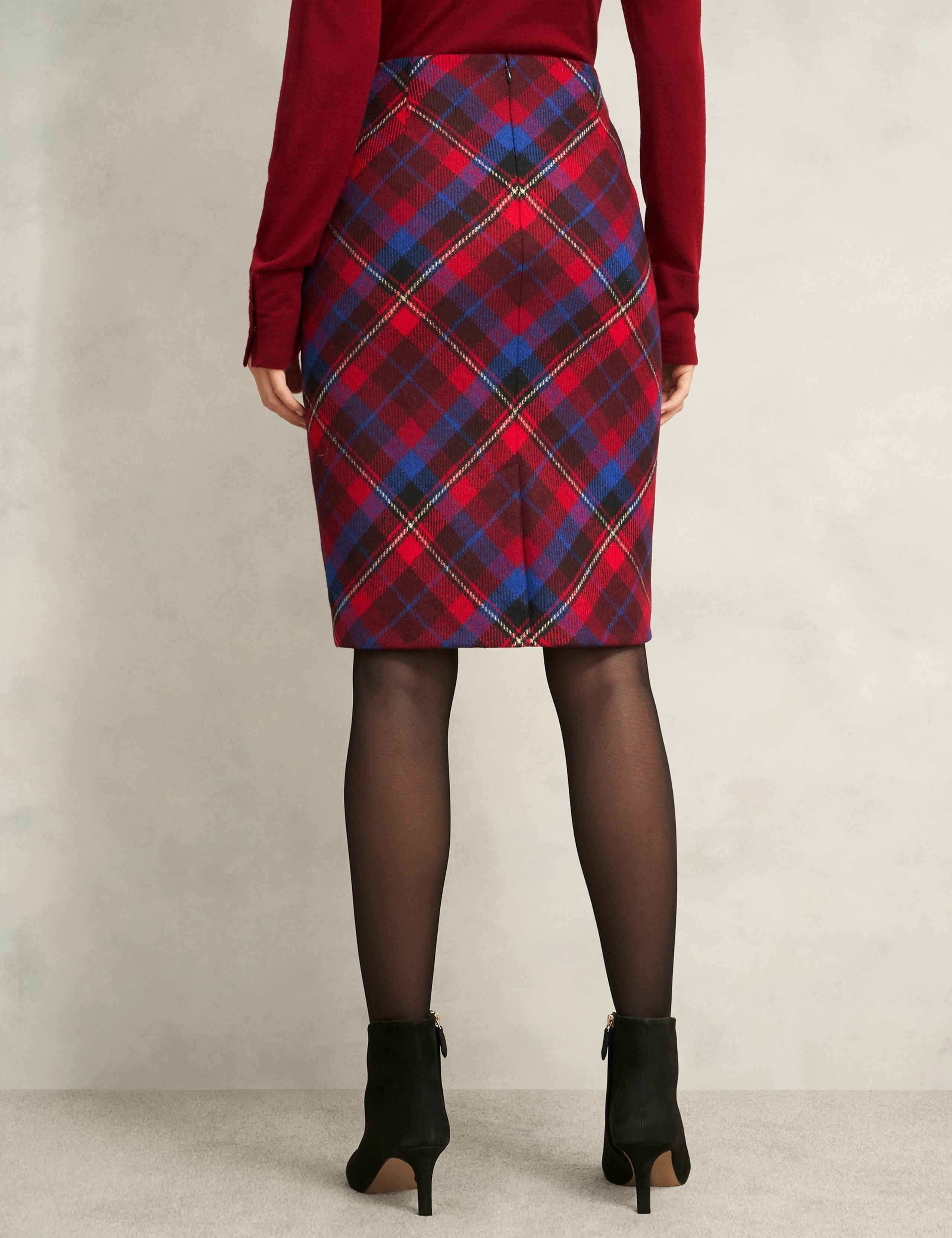 Pure Wool Checked Knee Length Pencil Skirt 4 of 6