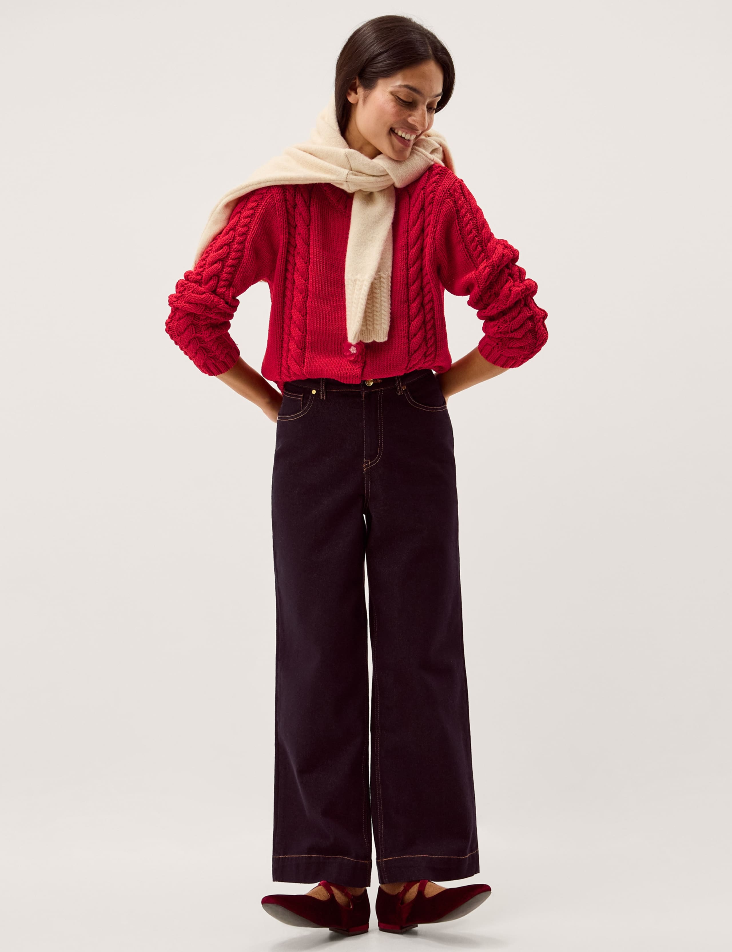 Flower Button Cable Knit Cardigan 5 of 5