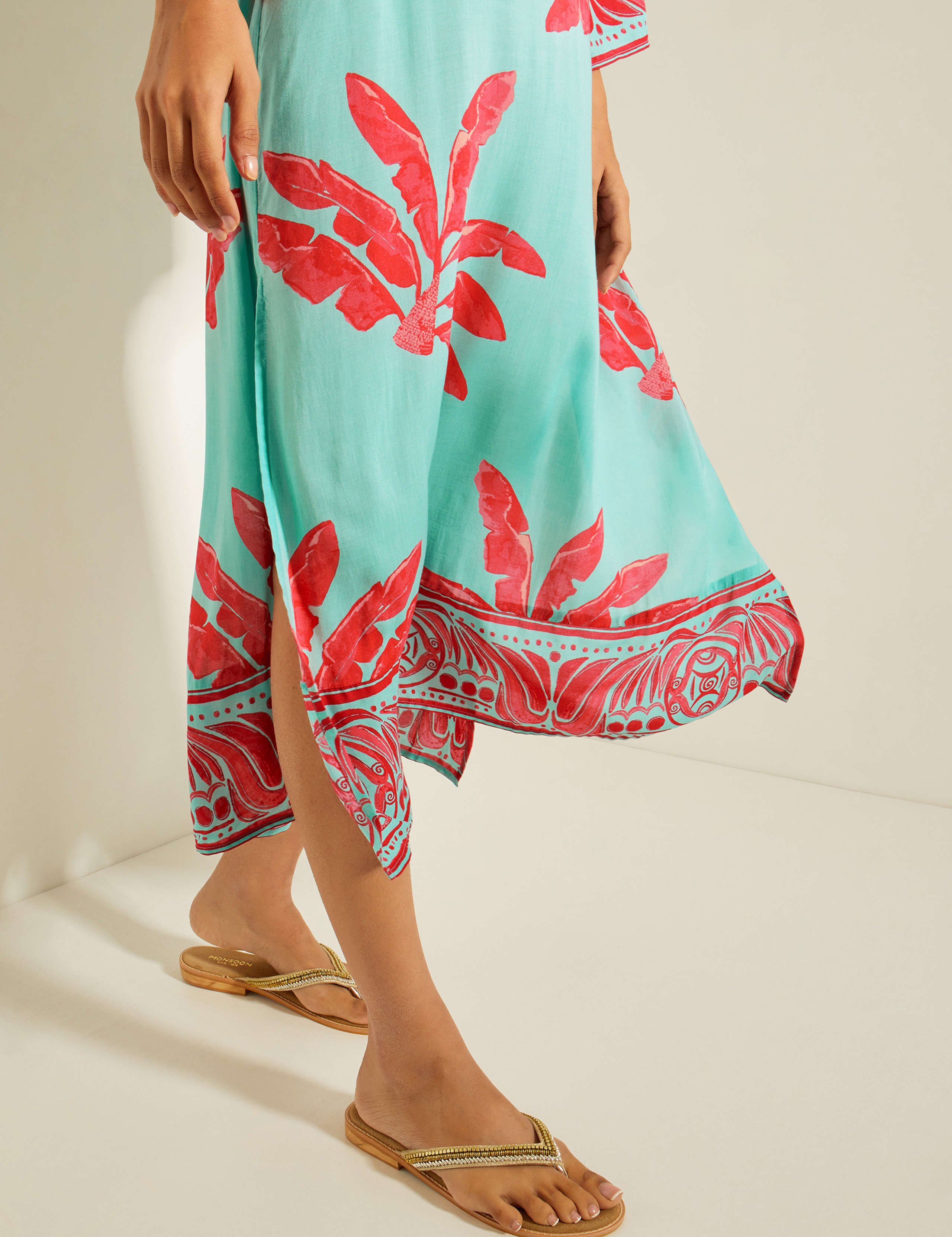 Floral V-Neck Midi Skater Dress 2 of 4