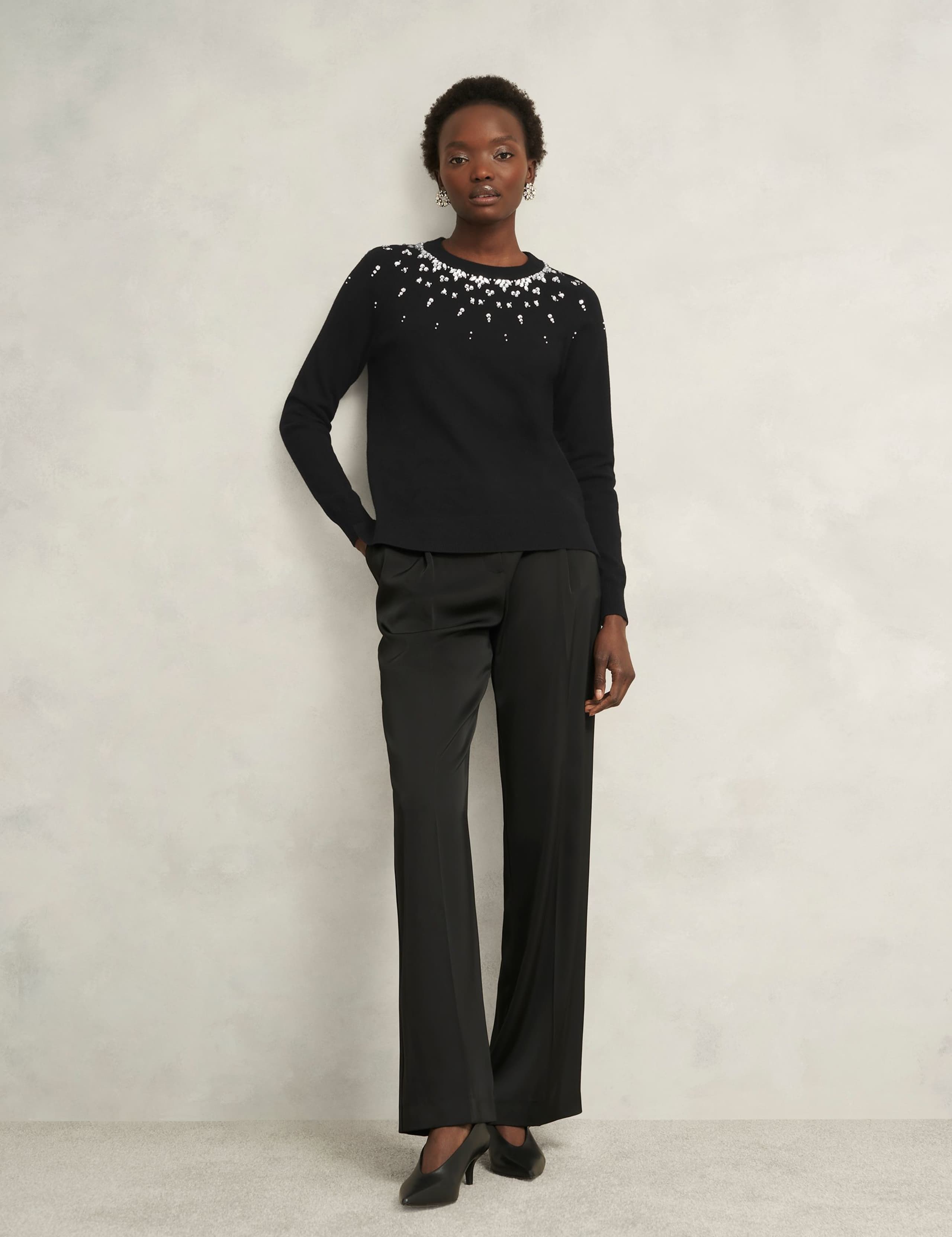 Wool Blend Embellished Crew Neck Jumper 3 of 5