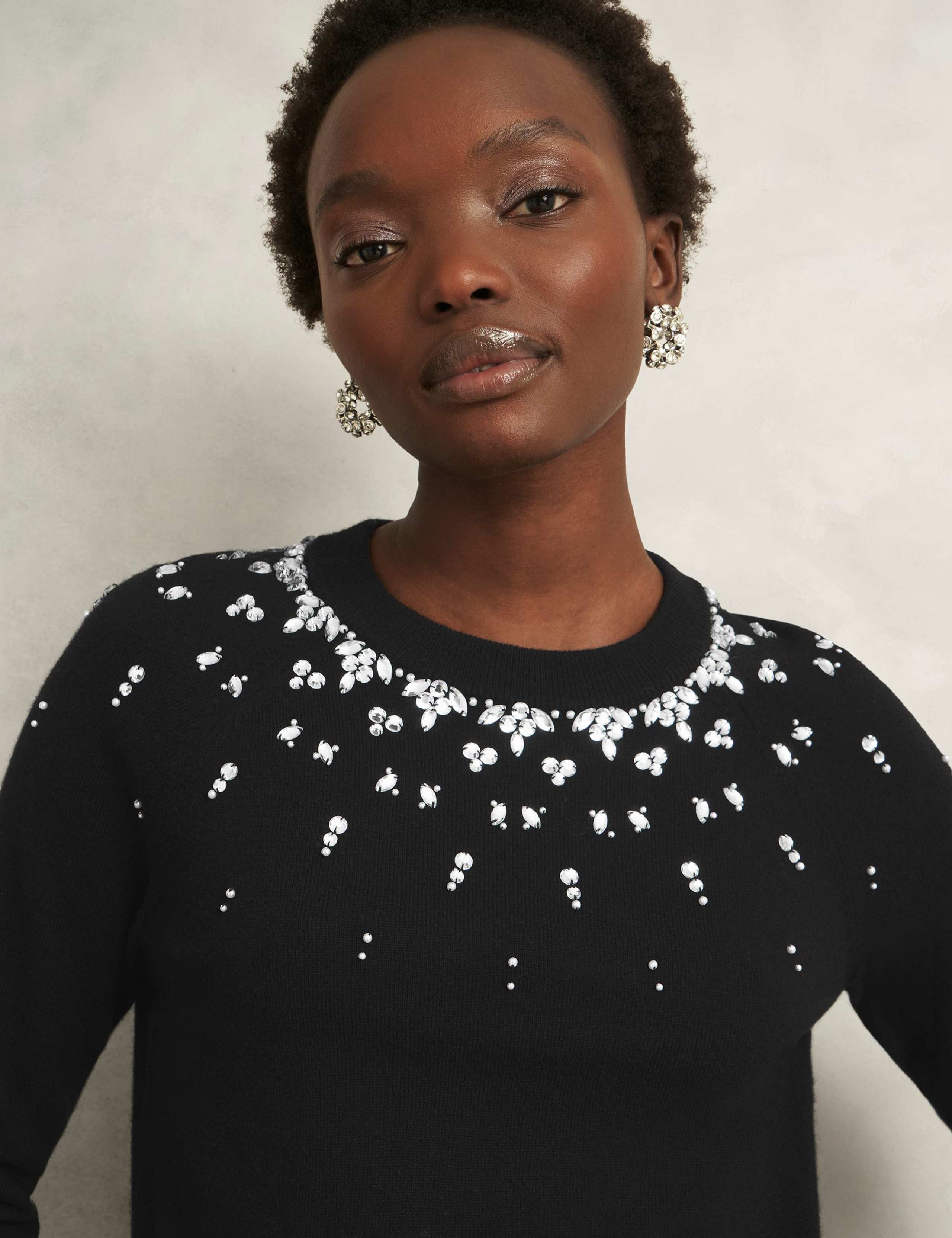 Wool Blend Embellished Crew Neck Jumper 5 of 5