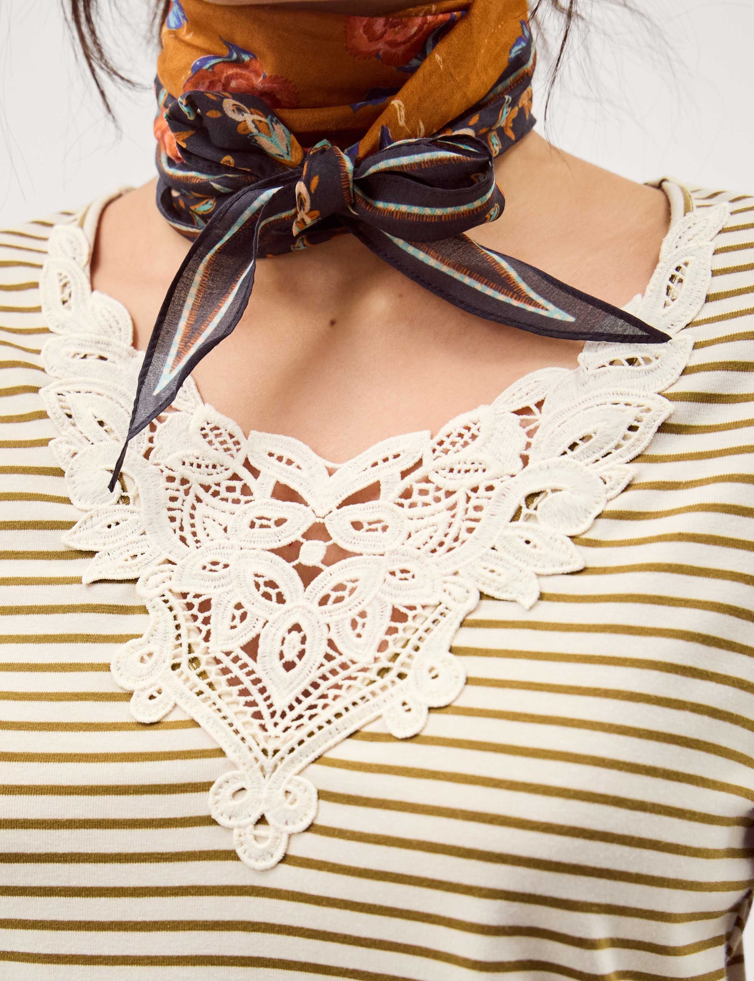 Cotton Rich Striped V-Neck T-Shirt 5 of 5