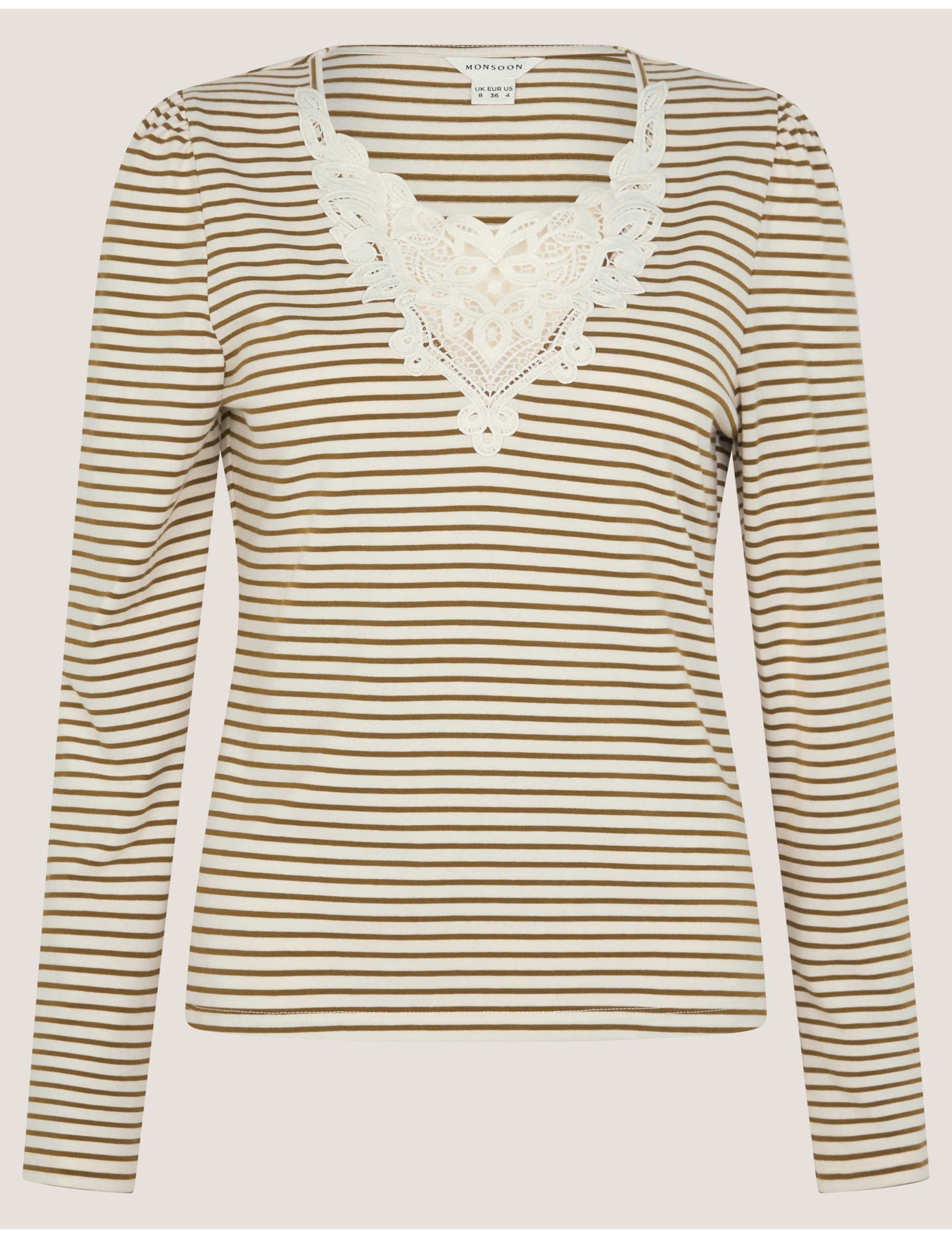Cotton Rich Striped V-Neck T-Shirt 2 of 5
