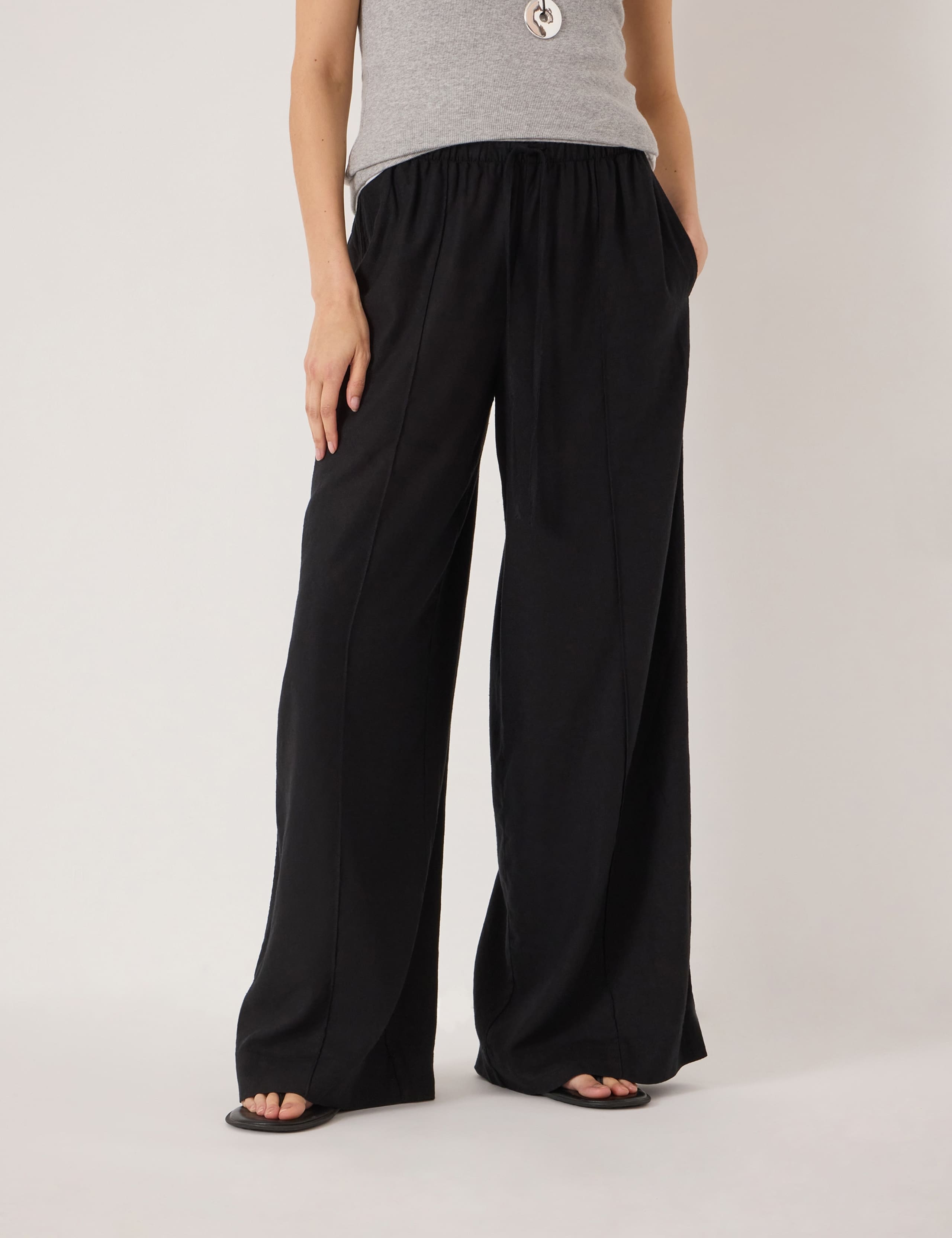 Linen Blend Wide Leg Trousers 1 of 5